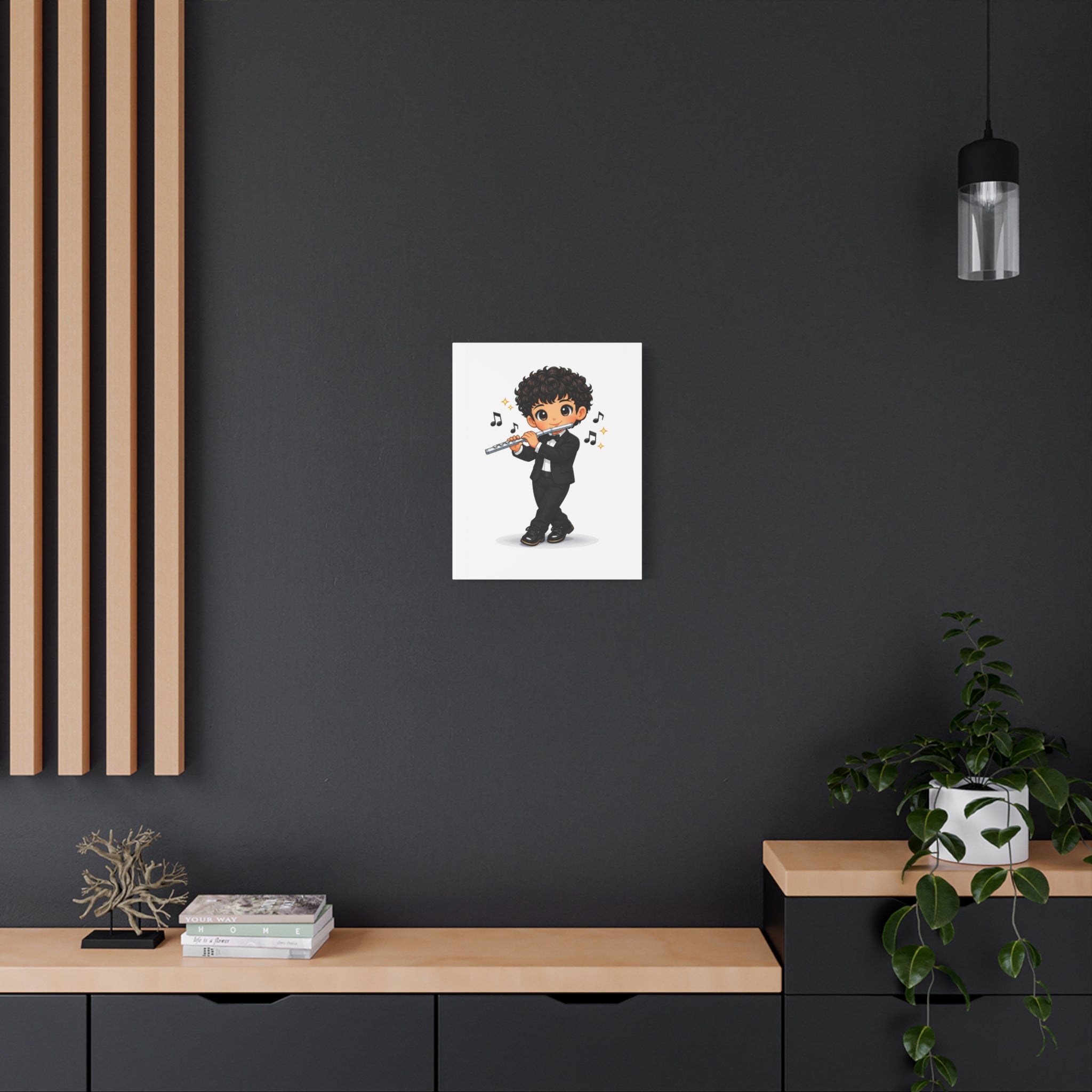 Cute Flute Player Canvas Print – Chibi Musician Wall Art (Matte Stretched)