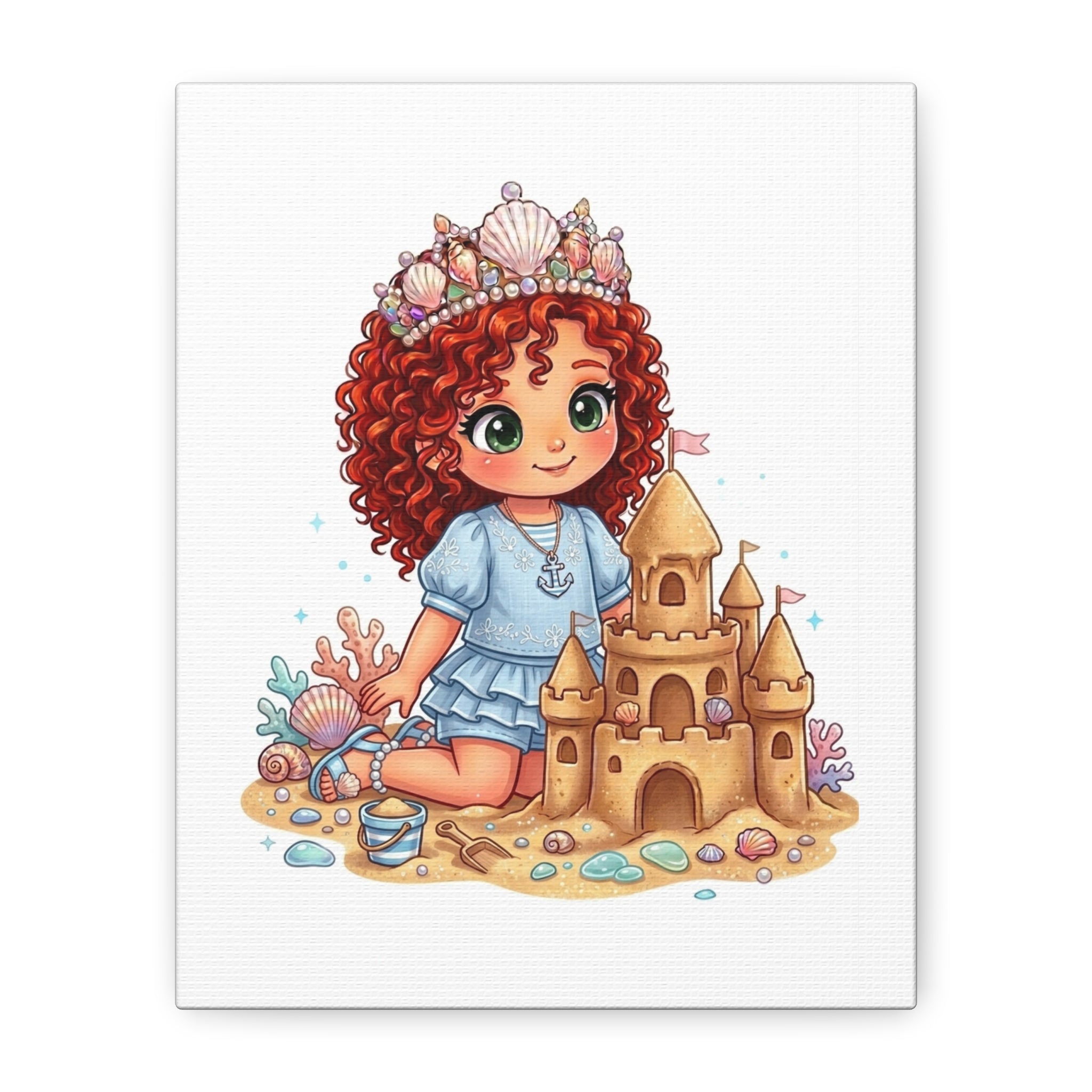 Kids' Canvas Wall Art — Mermaid Princess with Sandcastle