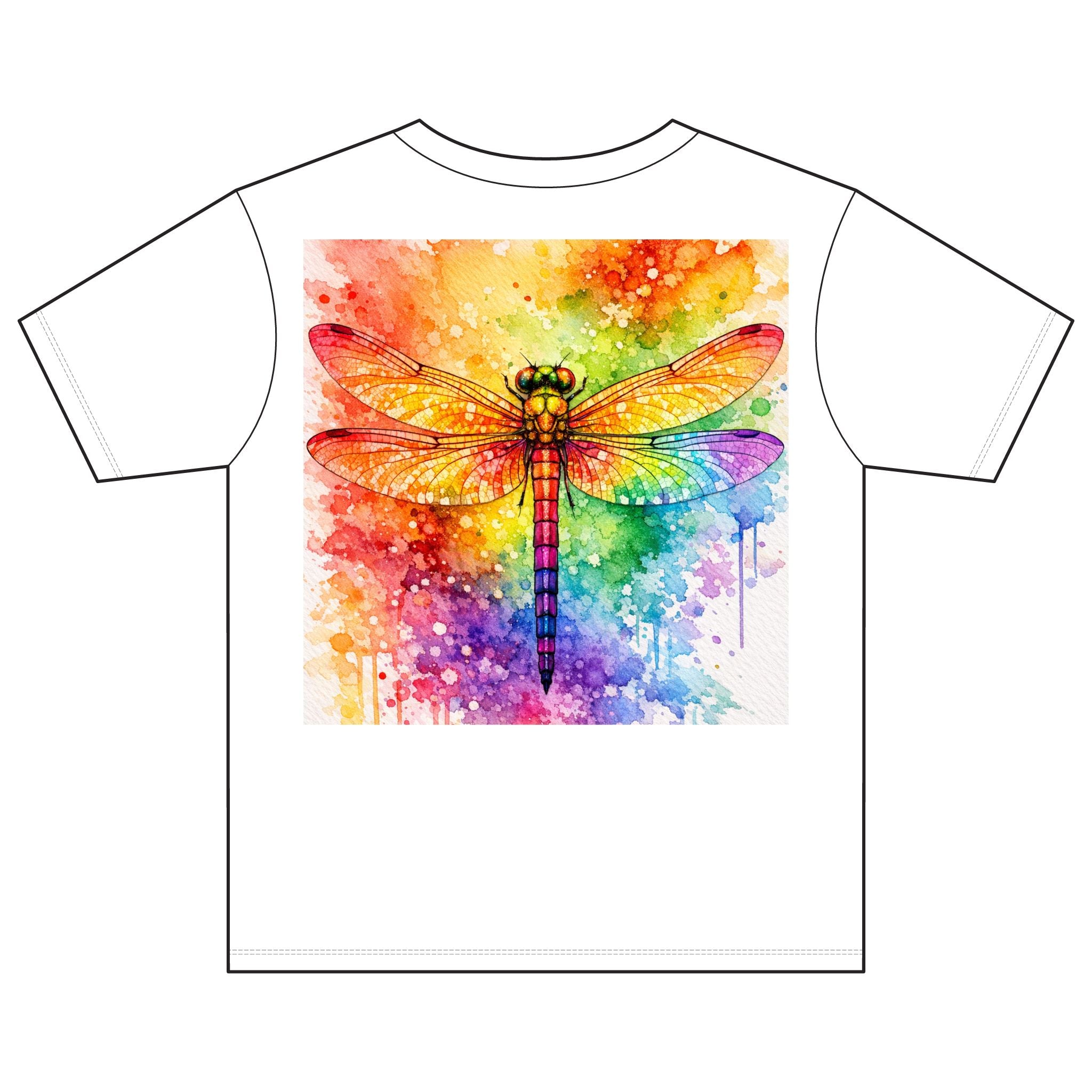 Youth Rainbow Dragonfly Tee – Colorful Watercolor Bug Graphic Shirt