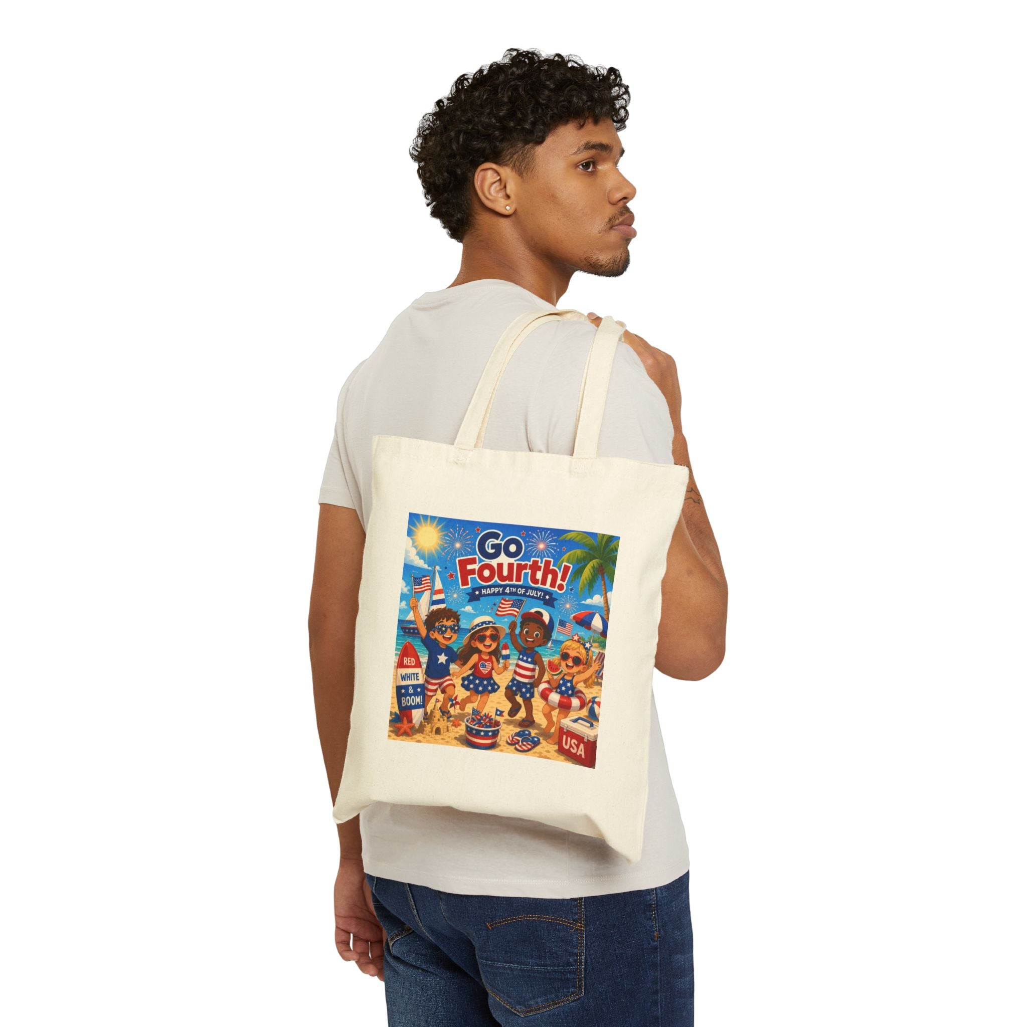 Go Fourth! Patriotic 4th of July Canvas Tote Bag