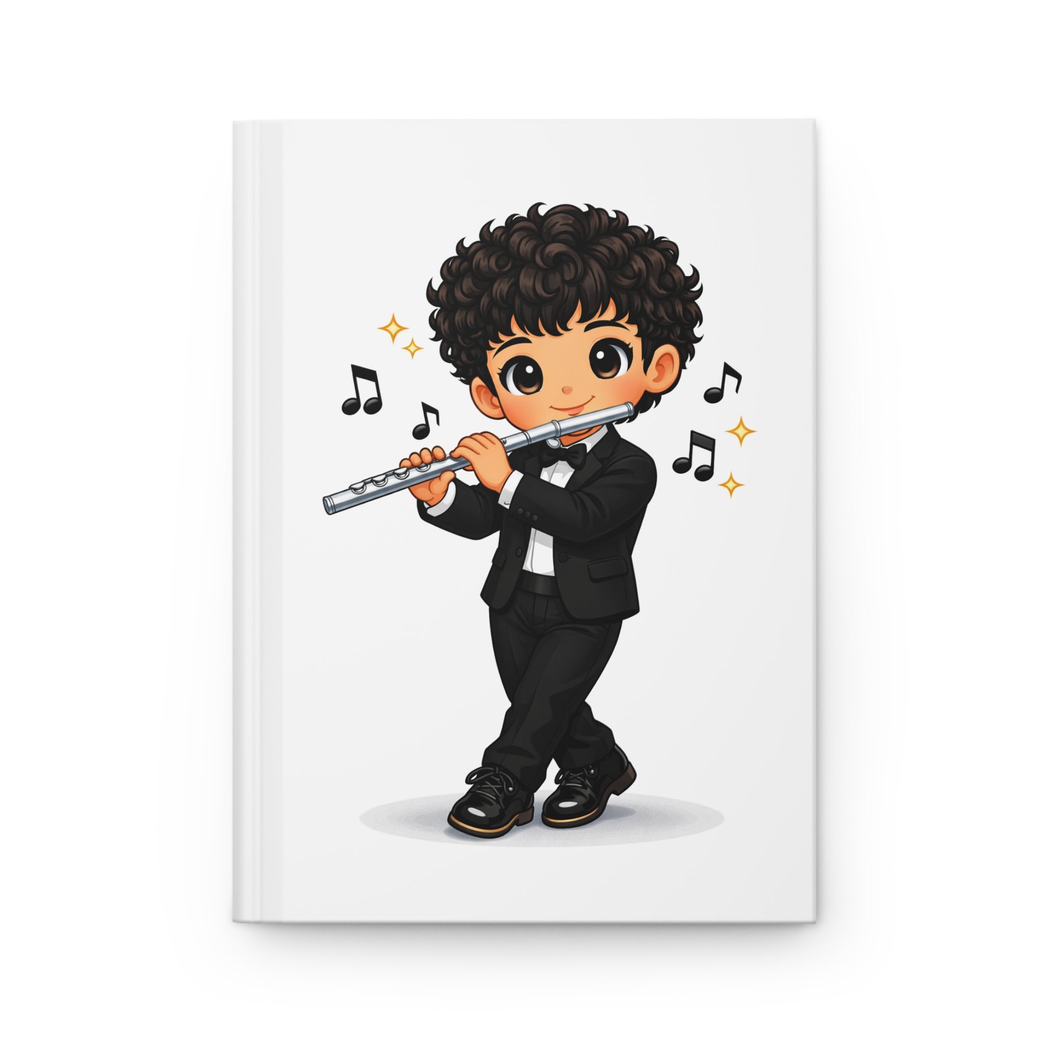Flute Player Hardcover Journal — Cute Boy Musician Sketch Notebook