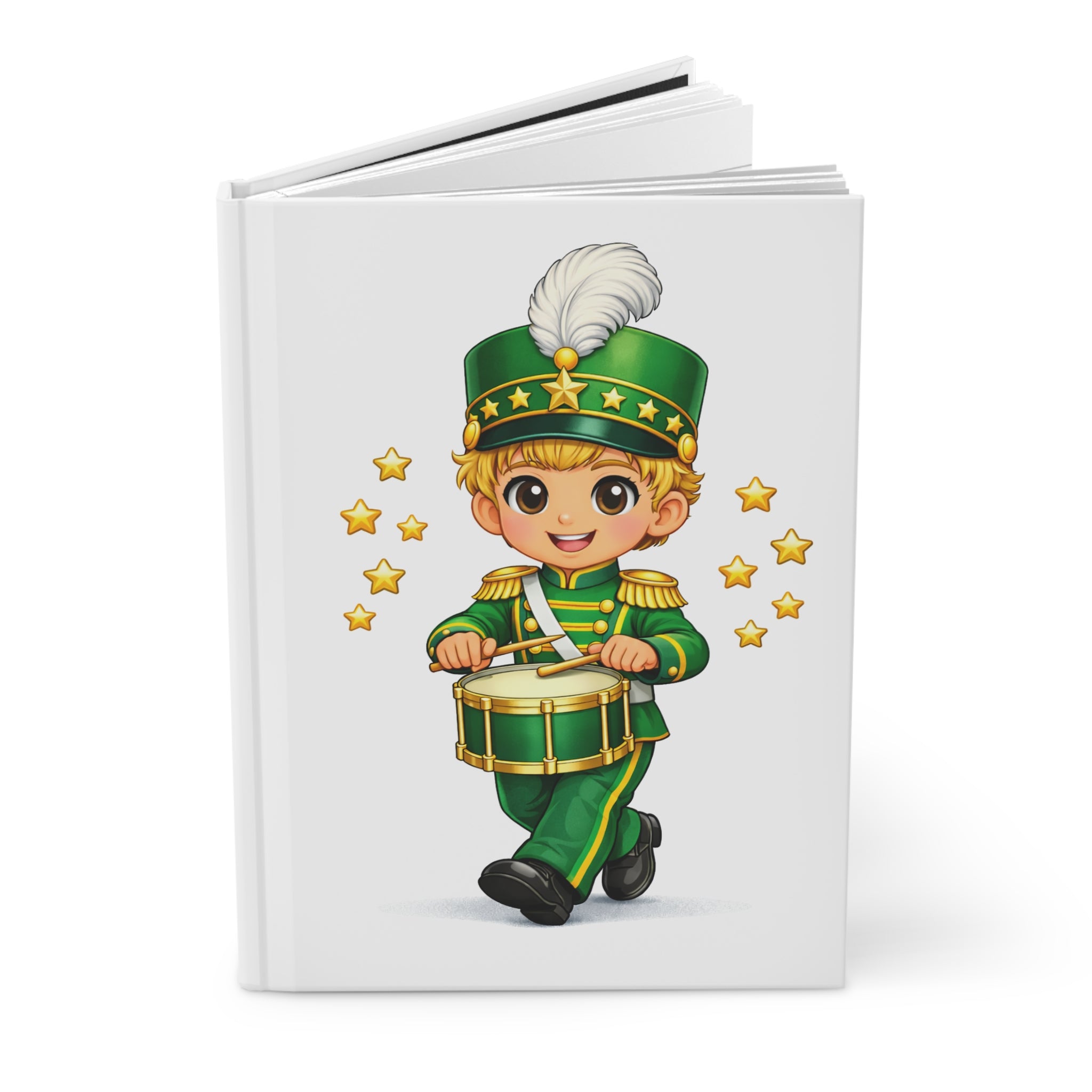 Drum Major Boy Hardcover Journal — Cute Marching Band Music Notebook