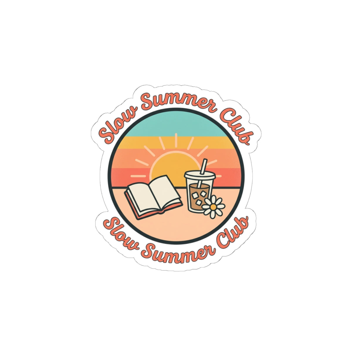 Slow Summer Club Sticker | summer aesthetic, pastel coastal vibes