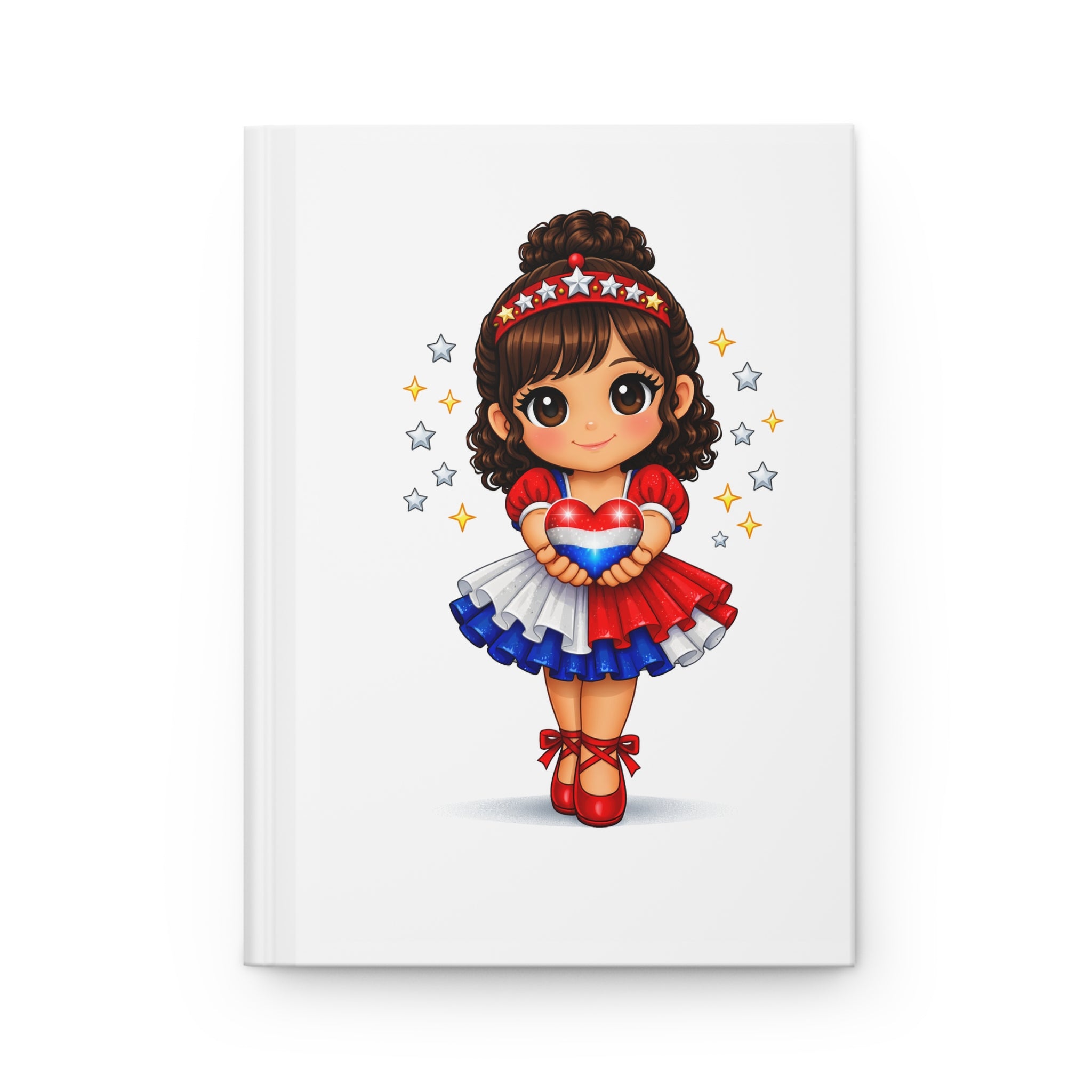 Patriotic Girl Hardcover Journal — Cute Red White Blue Heart Keepsake
