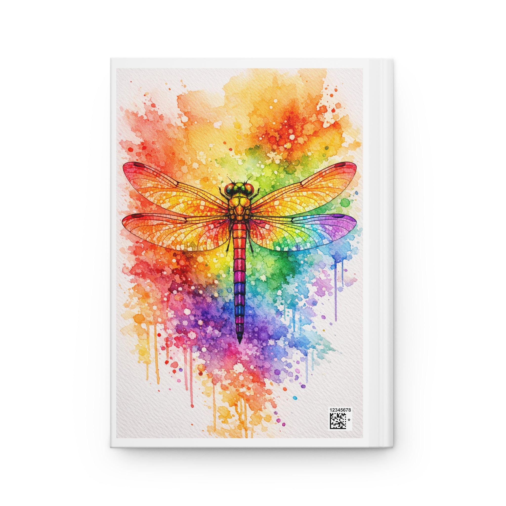 Rainbow Dragonfly Hardcover Journal — Watercolor Art Notebook for Writing & Sketching