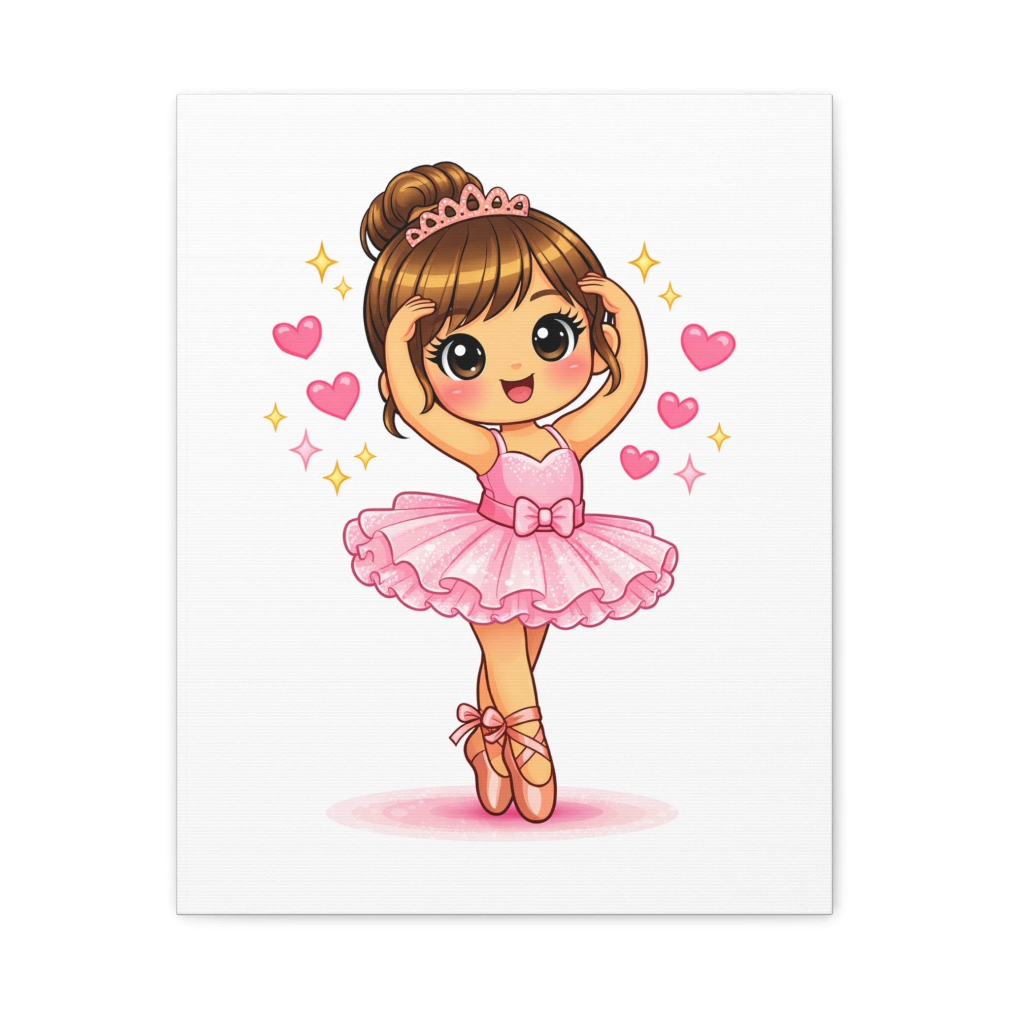 Cute Pink Ballerina Canvas Wall Art — Adorable Little Dancer Print for Girls’ Room