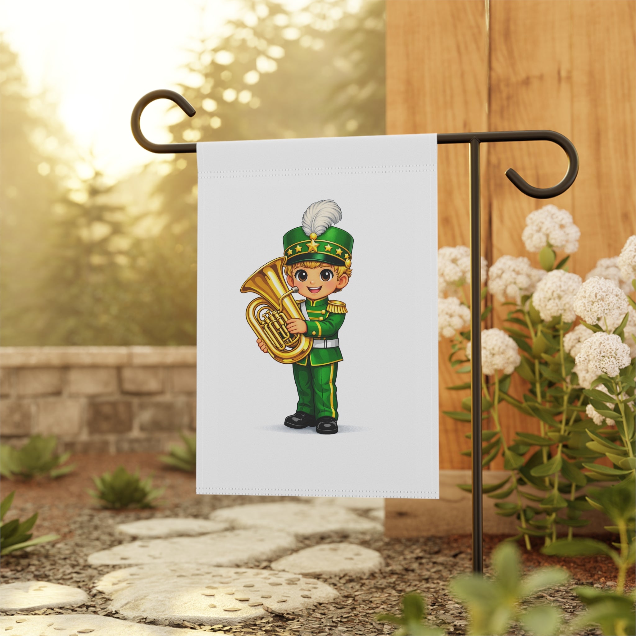 Marching Band Tuba Boy Garden Flag - Cute Musician Yard Banner
