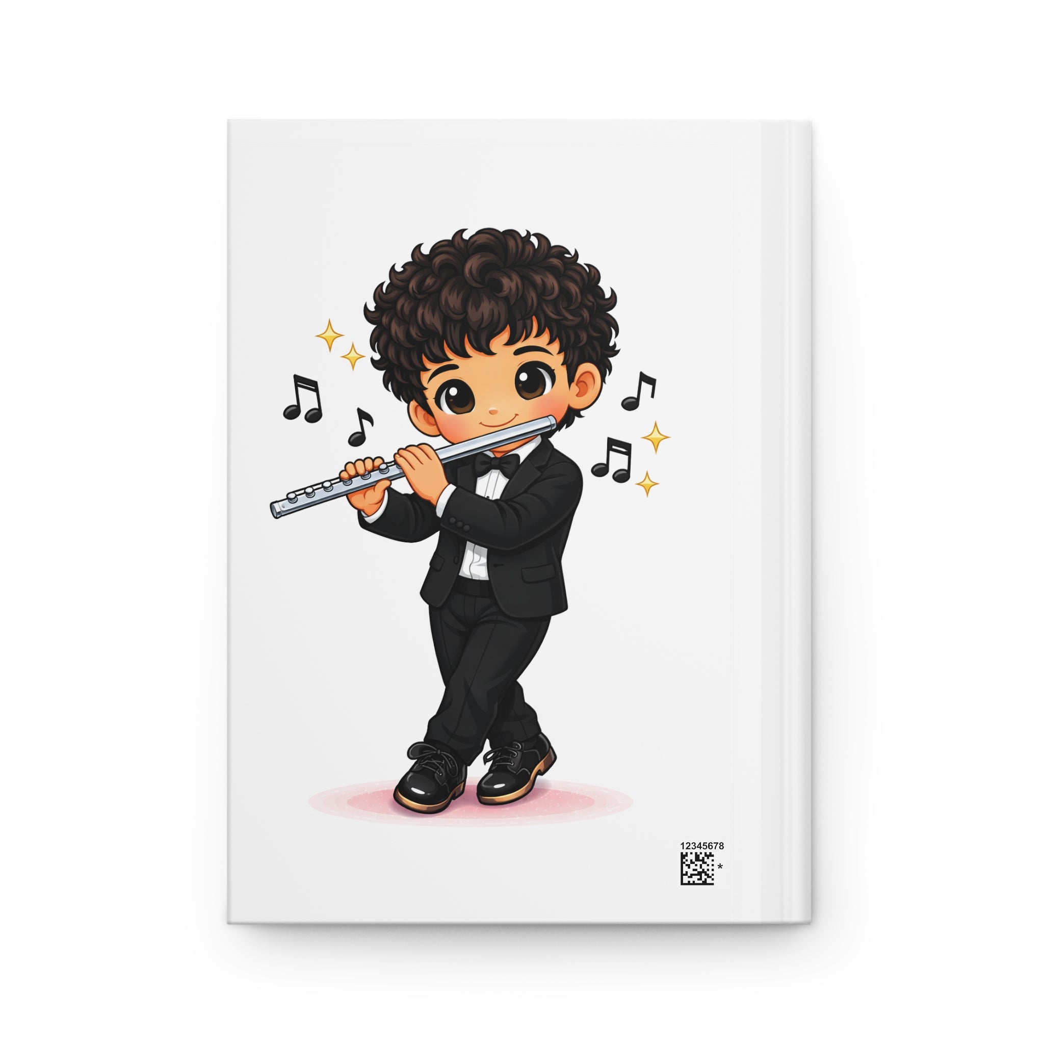 Flute Player Hardcover Journal — Cute Cartoon Musician Notebook for Students & Gift