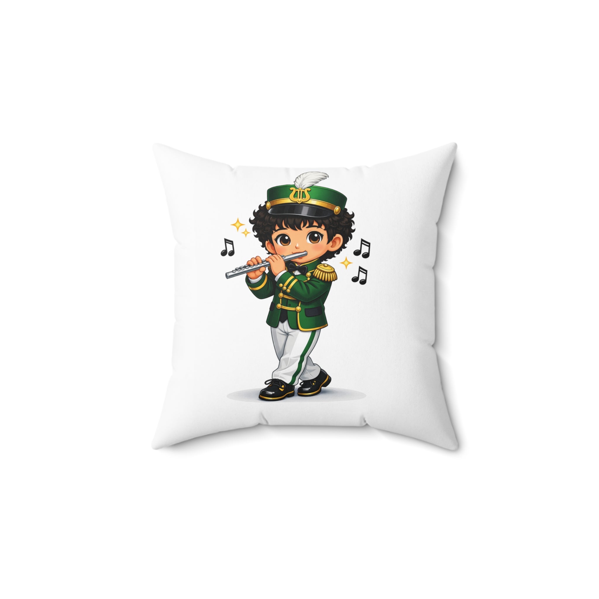 Marching Band Flute Player Decorative Pillow — Cute Musician Accent Pillow