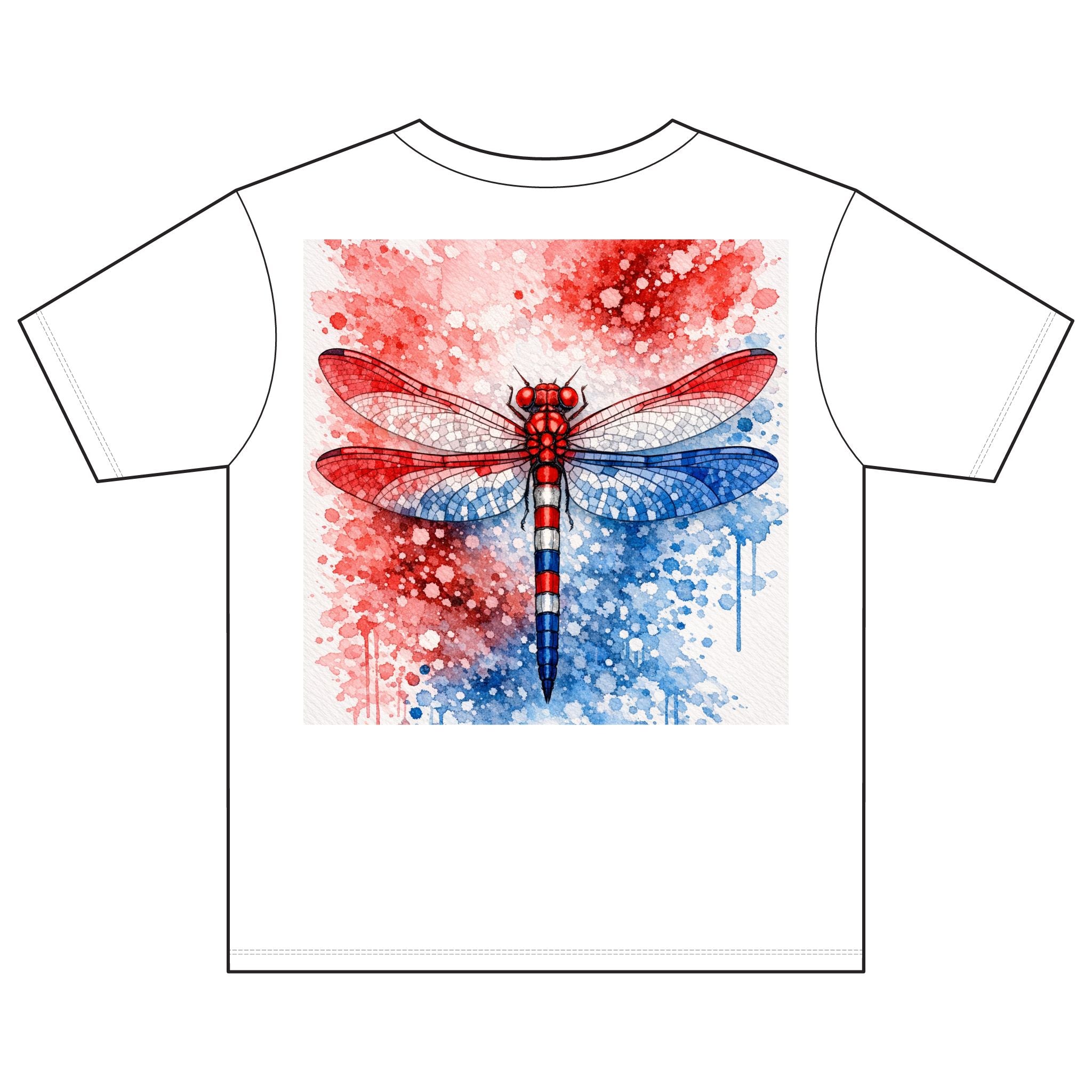 Patriotic Dragonfly Youth Tee — Red, White & Blue Watercolor Tee for Kids (Fourth of July)