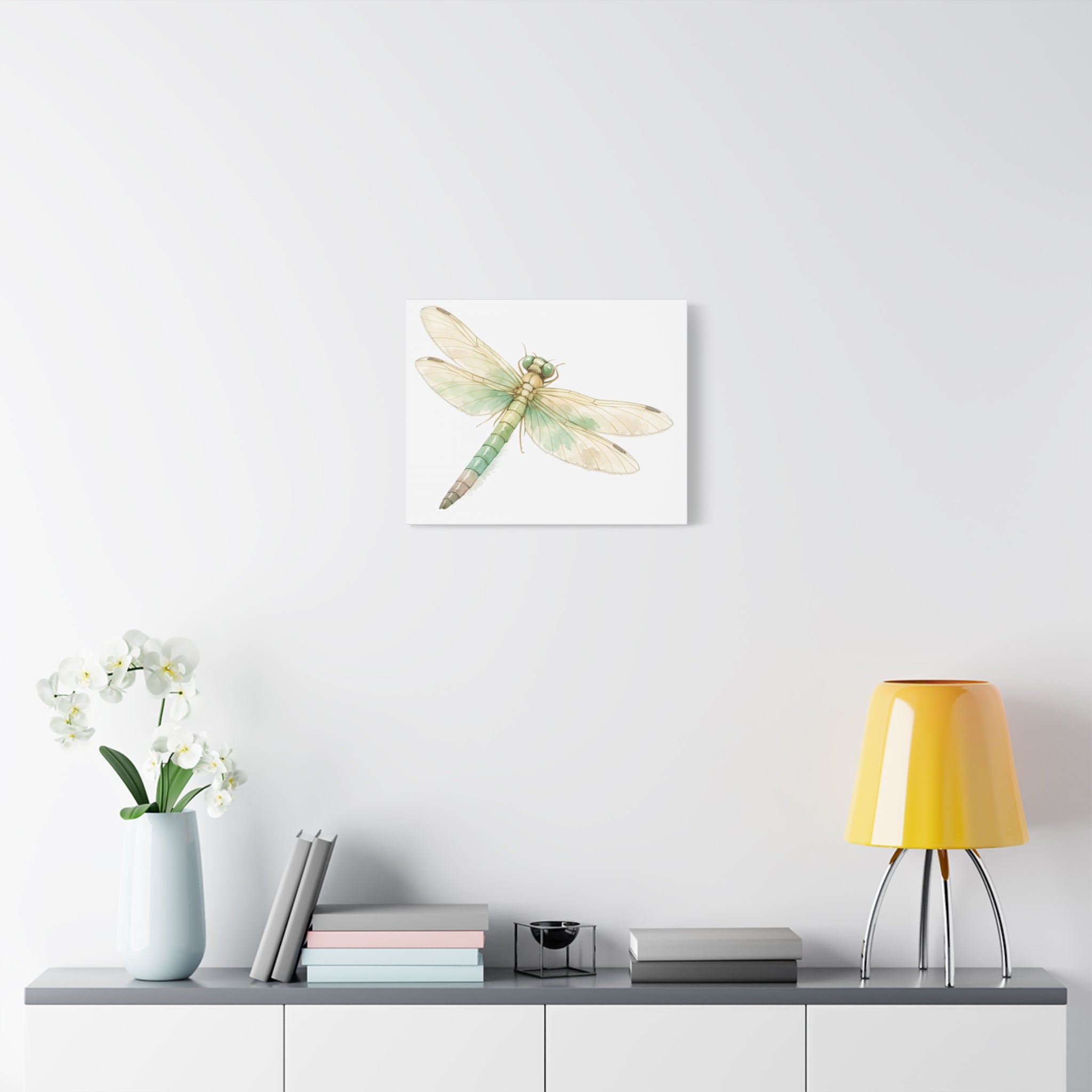 Botanical Dragonfly Canvas Wall Art — Watercolor Insect Print (Matte Stretched)
