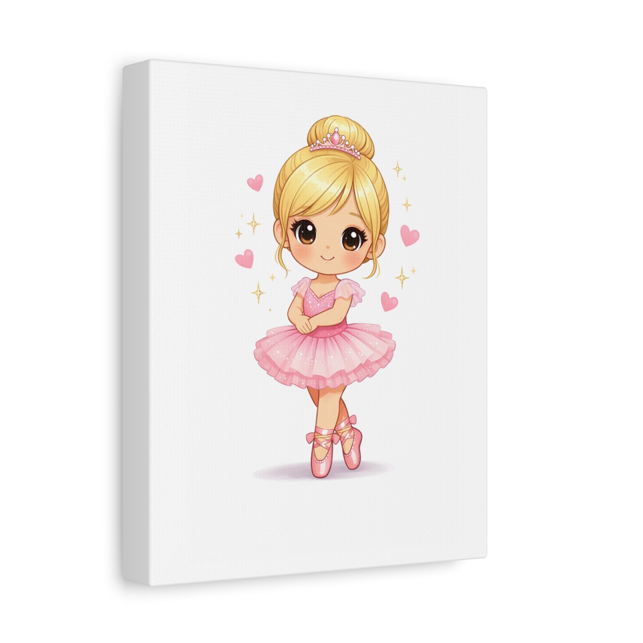 Cute Little Ballerina Canvas Print — Pink Princess Ballet Wall Art