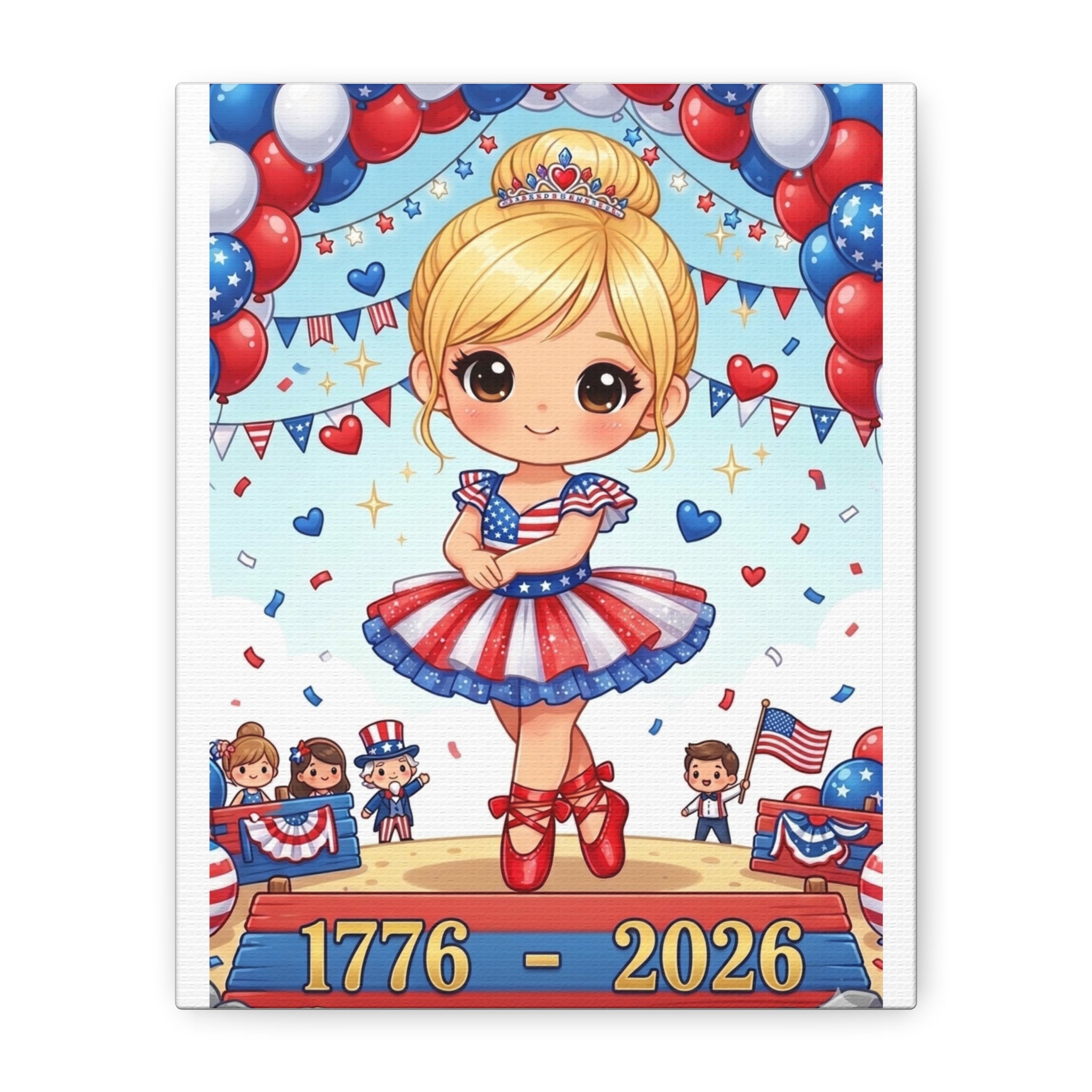 Patriotic Ballet Girl Canvas Print — 1776-2026 4th of July Wall Art
