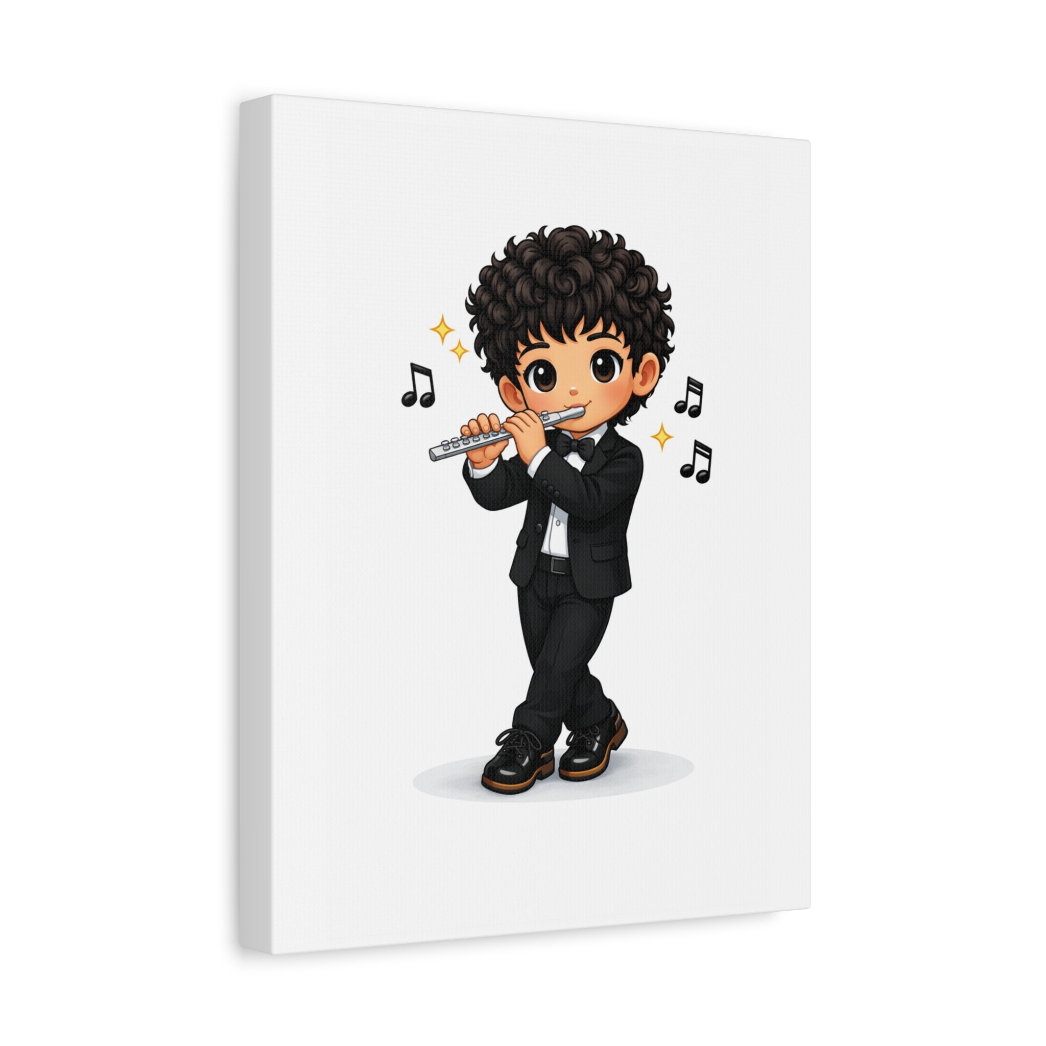 Flute Player Chibi Canvas Art — Cute Musician Wall Decor