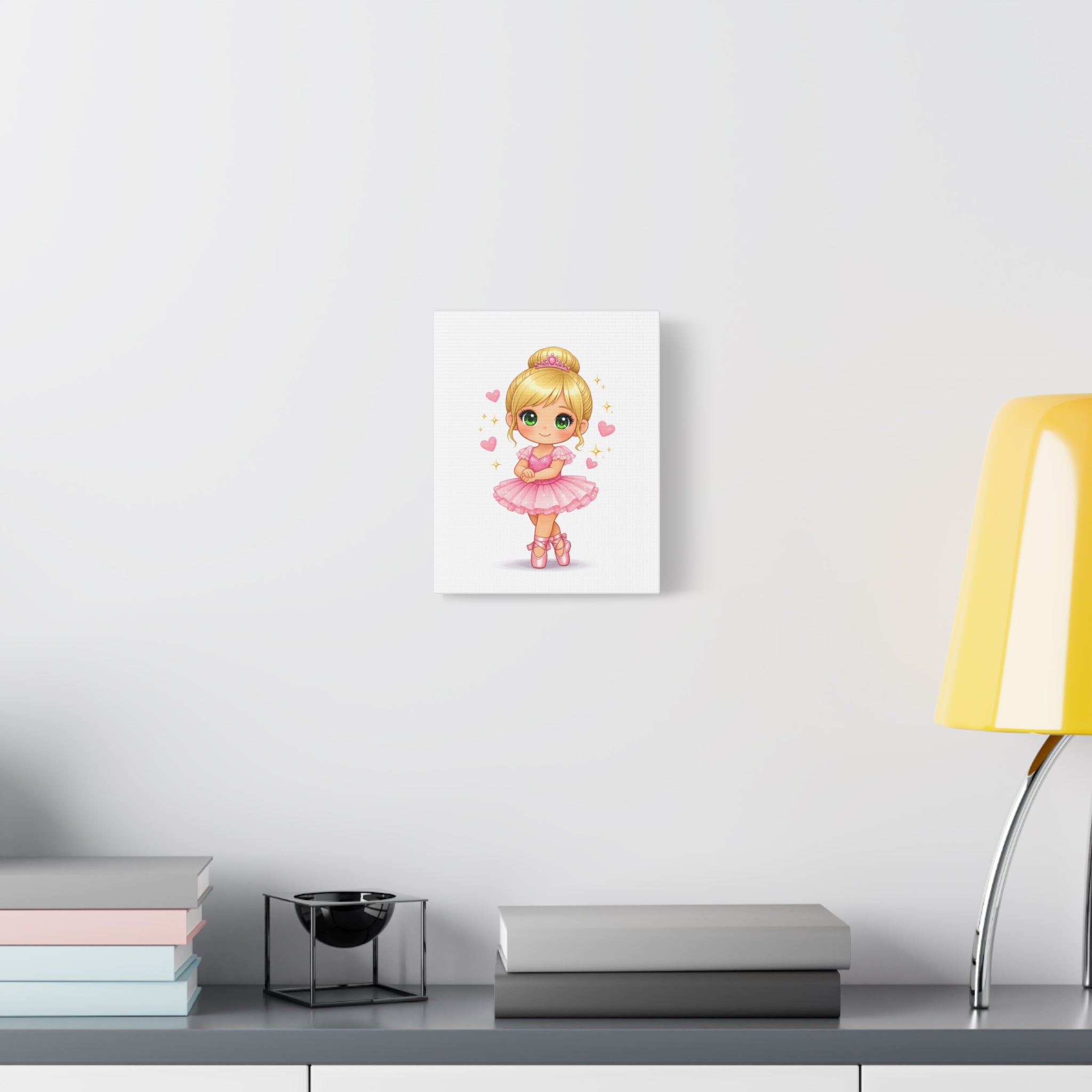 Ballerina Girl Canvas Art - Cute Pink Ballet Dancer Wall Decor