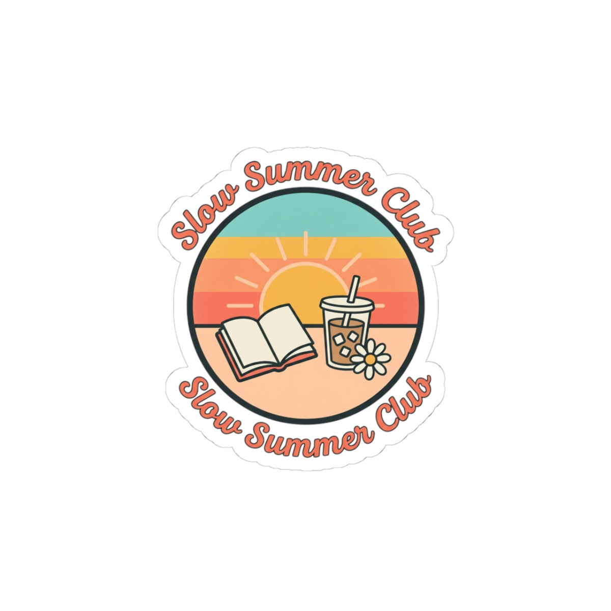Slow Summer Club Sticker | summer aesthetic, pastel coastal vibes