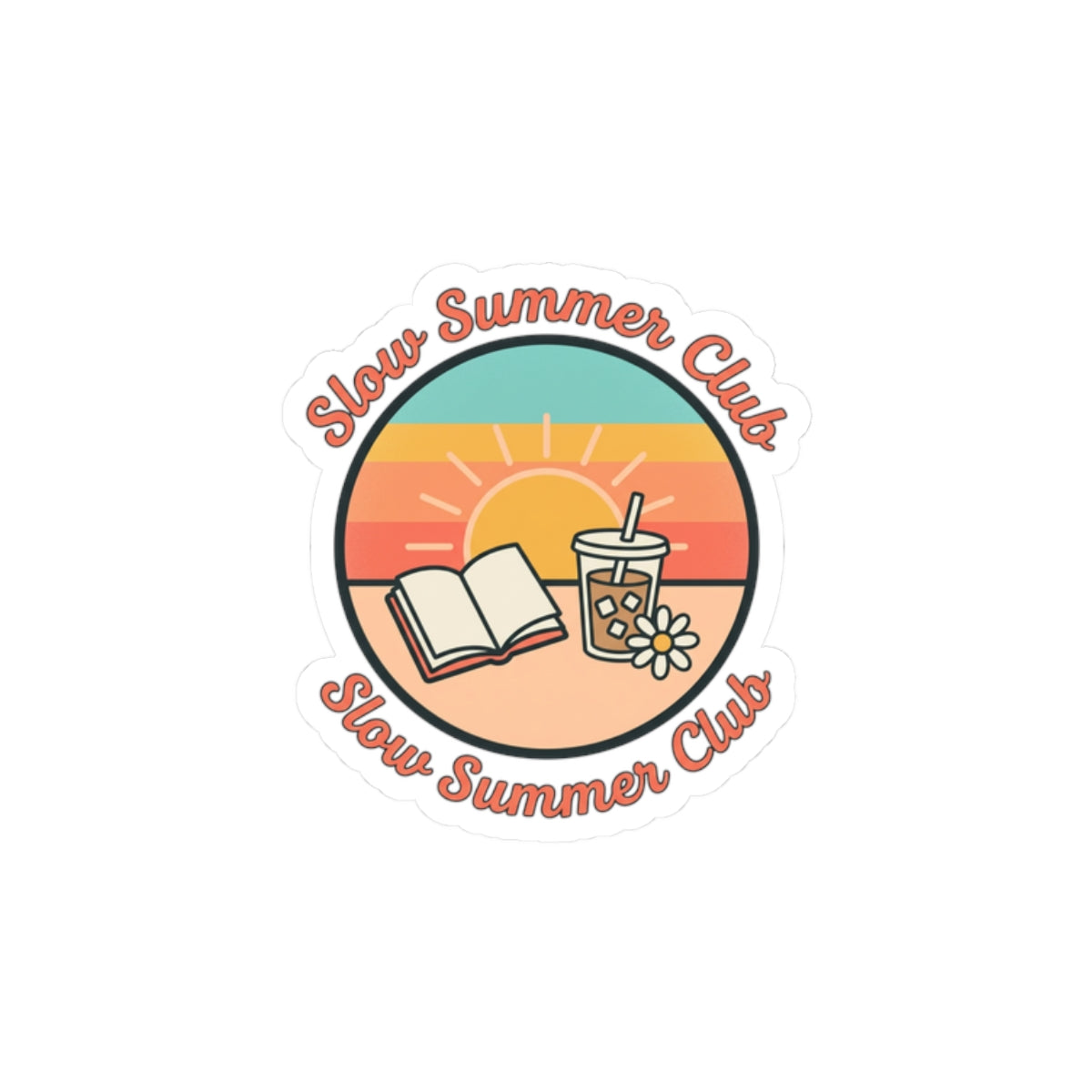 Slow Summer Club Sticker | summer aesthetic, pastel coastal vibes