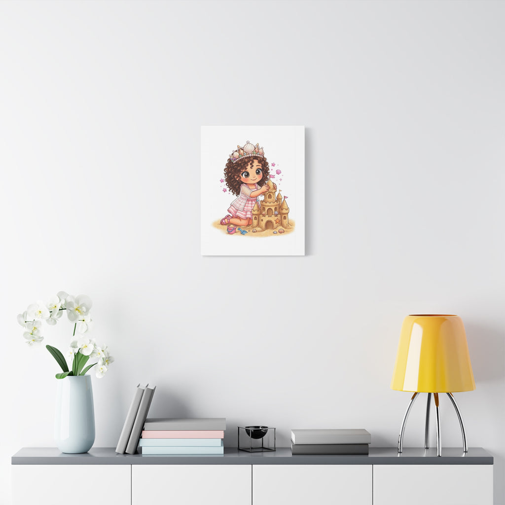 Canvas Wall Art — Little Princess Building a Sandcastle (Girls Beach Nursery Decor)