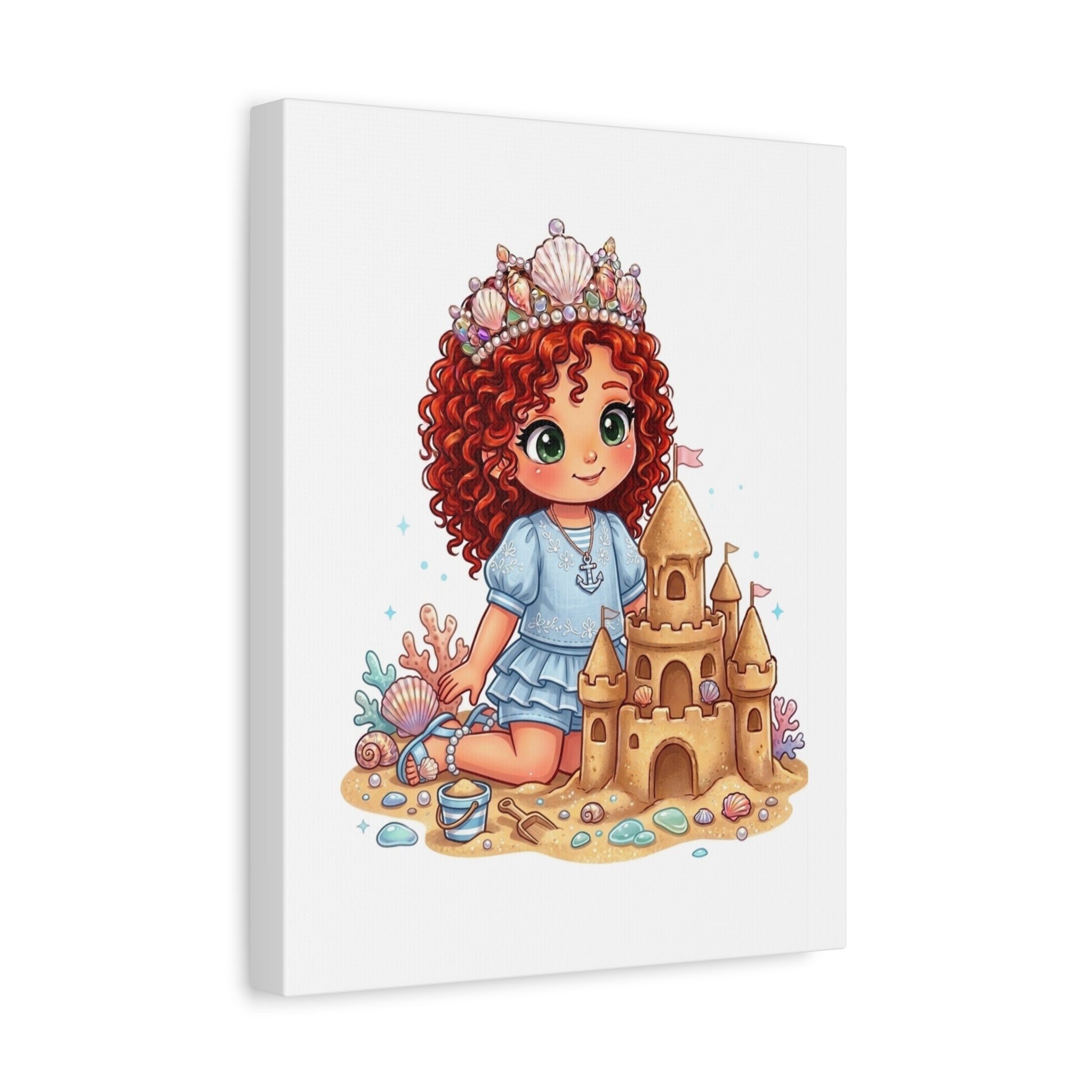 Kids' Canvas Wall Art — Mermaid Princess with Sandcastle
