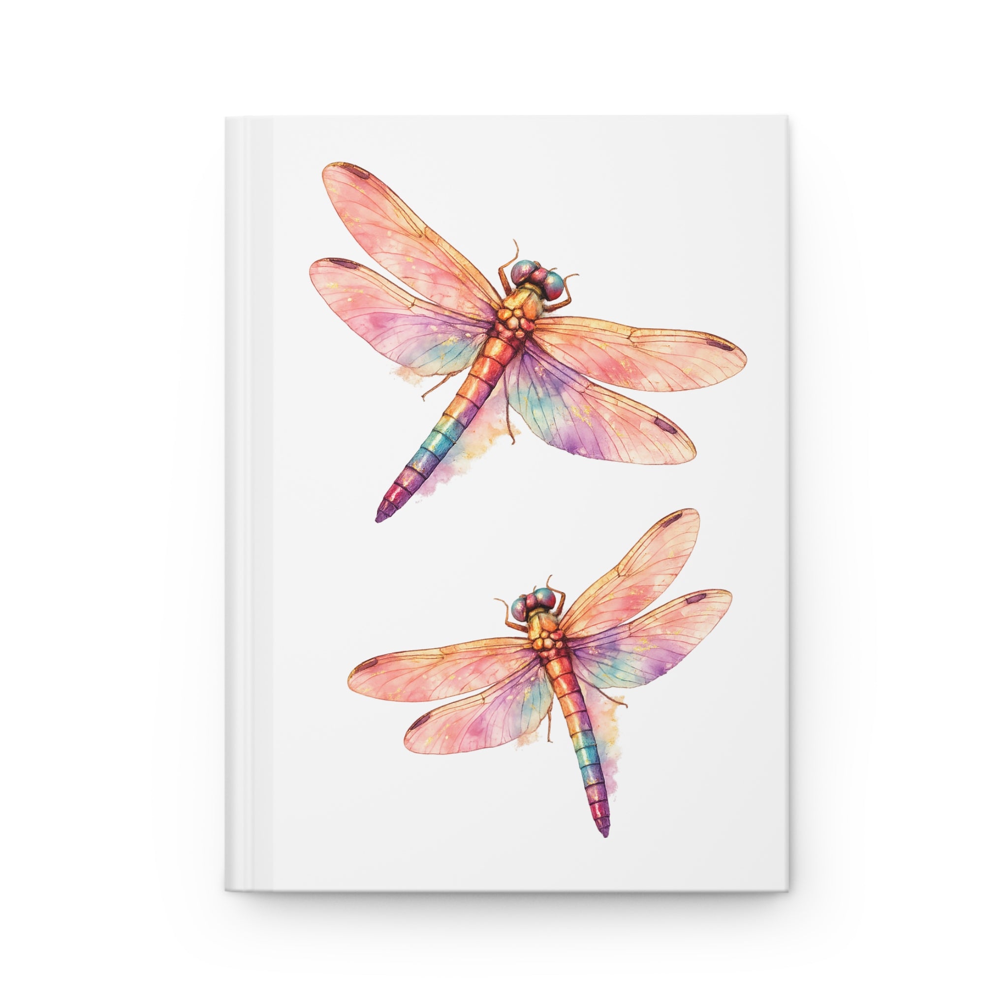 Dragonfly Hardcover Journal — Watercolor Dragonflies Notebook for Nature Lovers, Floral Bullet Journal Gift