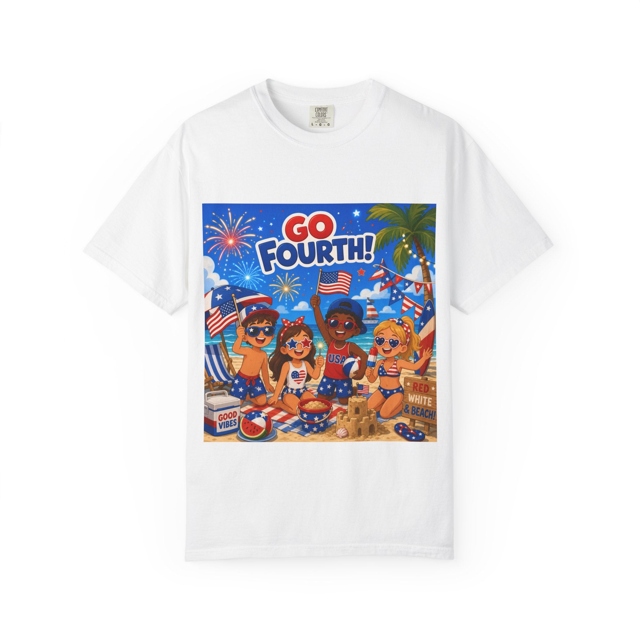 Fourth of July Beach Party T-Shirt — "Go Fourth!" Patriotic Summer Tee