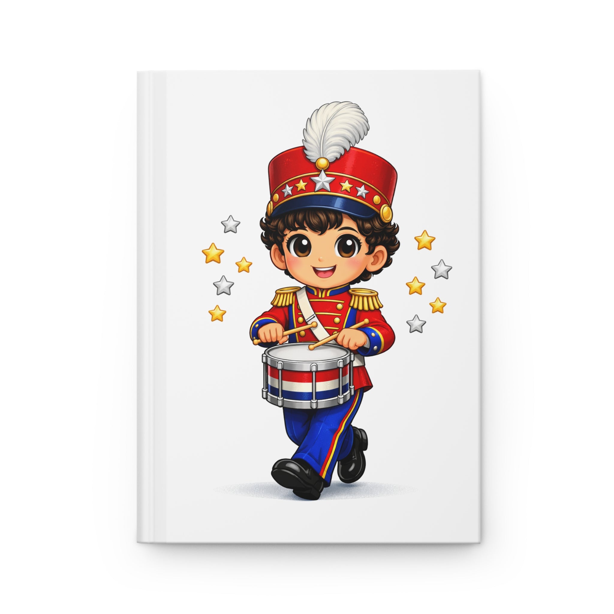 Patriotic Drum Major Hardcover Journal — Cute Marching Band Boy Notebook