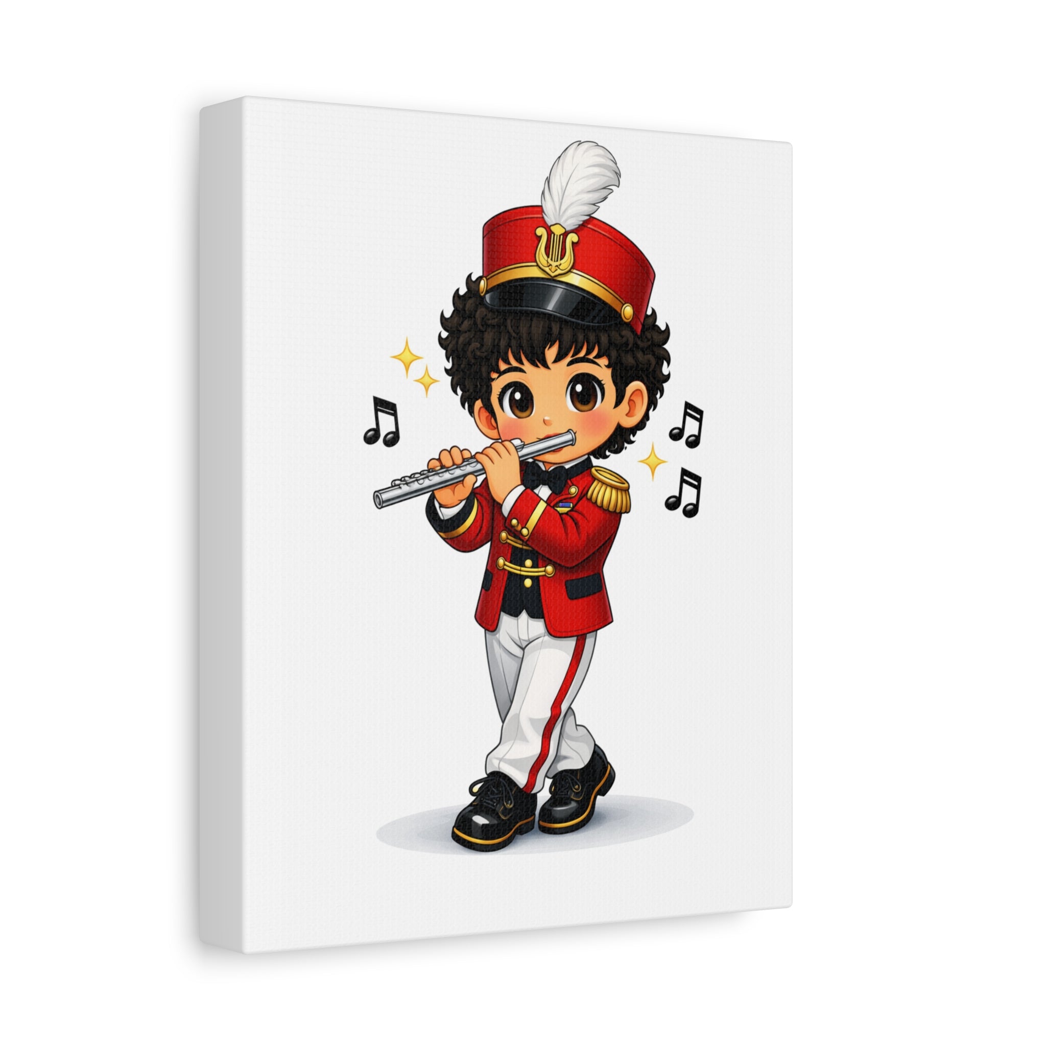 Marching Band Flutist Canvas Print — Cute Cartoon Musician Wall Art