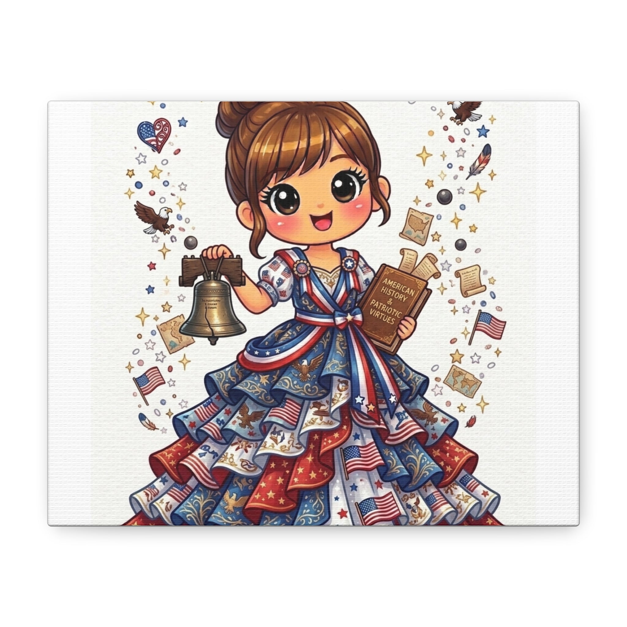 Patriotic Girl Canvas Print — Fourth of July Americana Wall Art