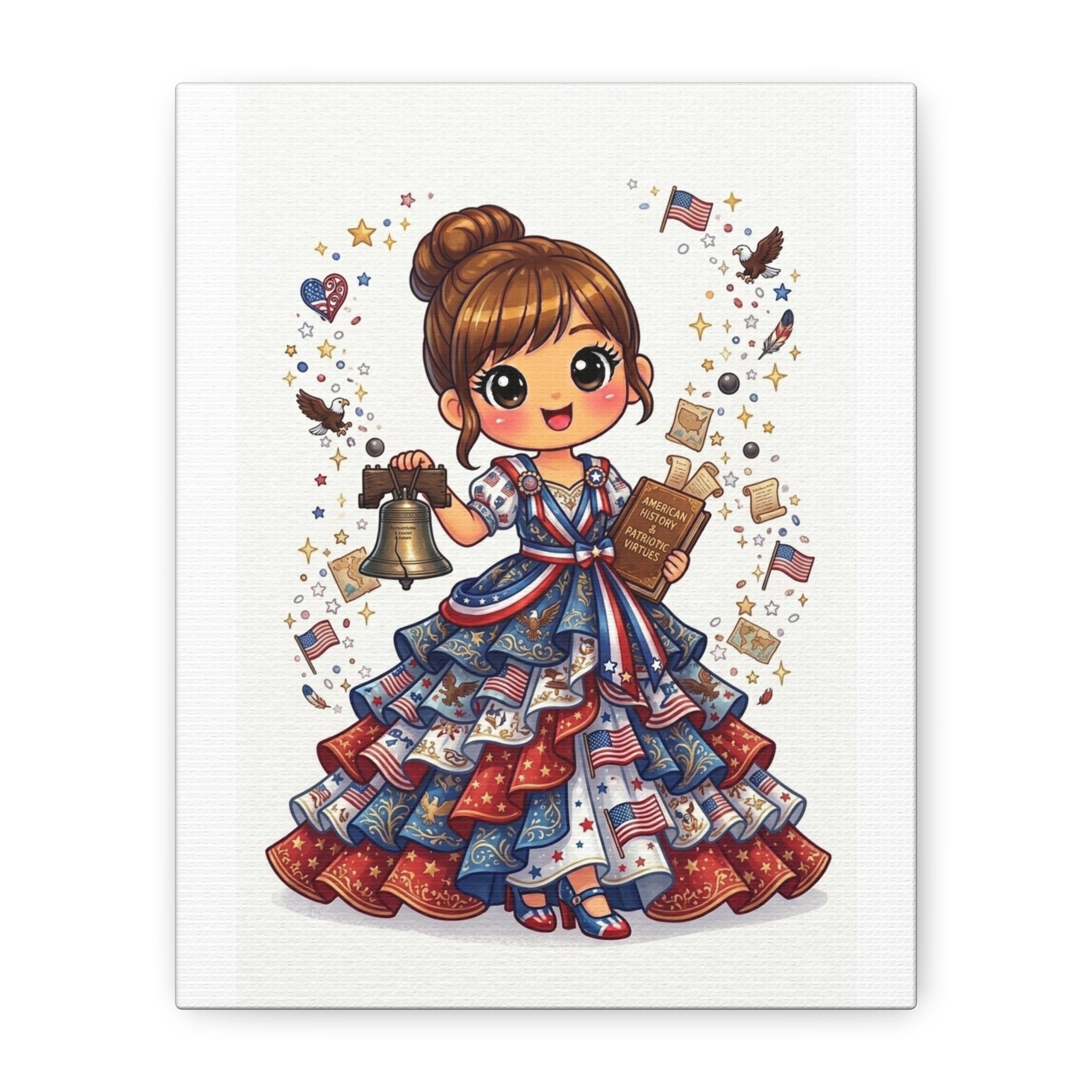 Patriotic Girl Canvas Print — Fourth of July Americana Wall Art