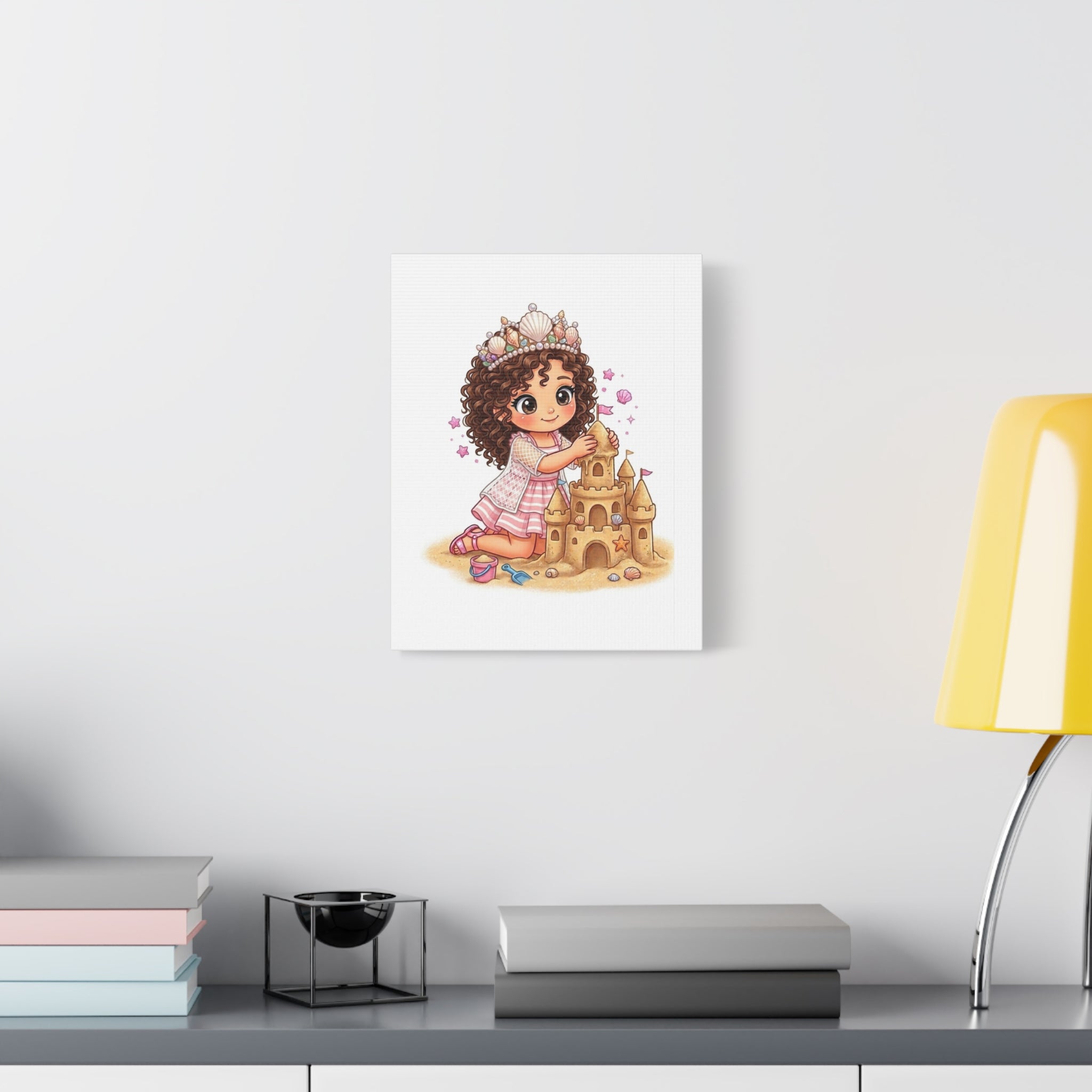 Canvas Wall Art — Little Princess Building a Sandcastle (Girls Beach Nursery Decor)