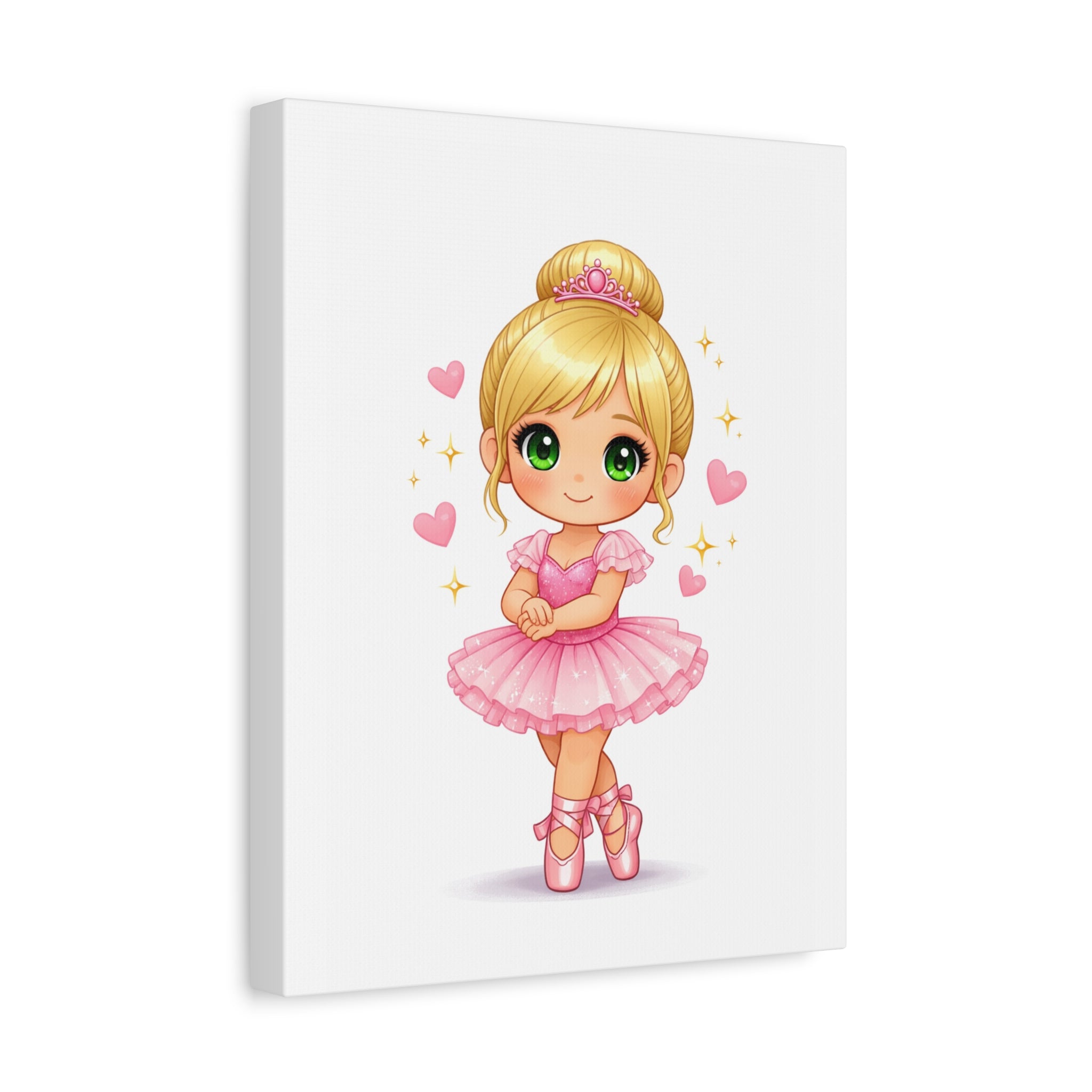 Ballerina Girl Canvas Art - Cute Pink Ballet Dancer Wall Decor
