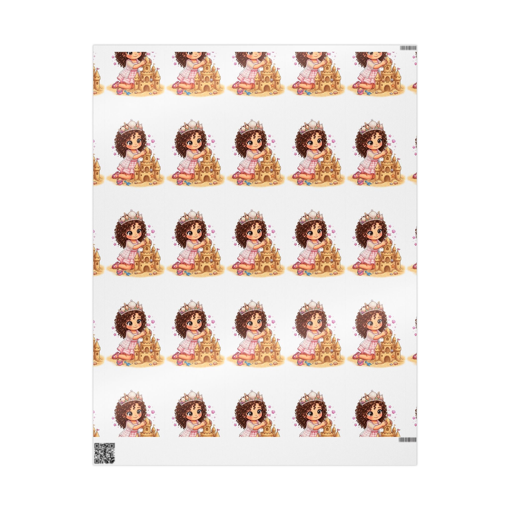 Wrapping Paper — Cute Girl with Flowers Pattern, Floral Gift Wrap for Birthdays & Baby Showers