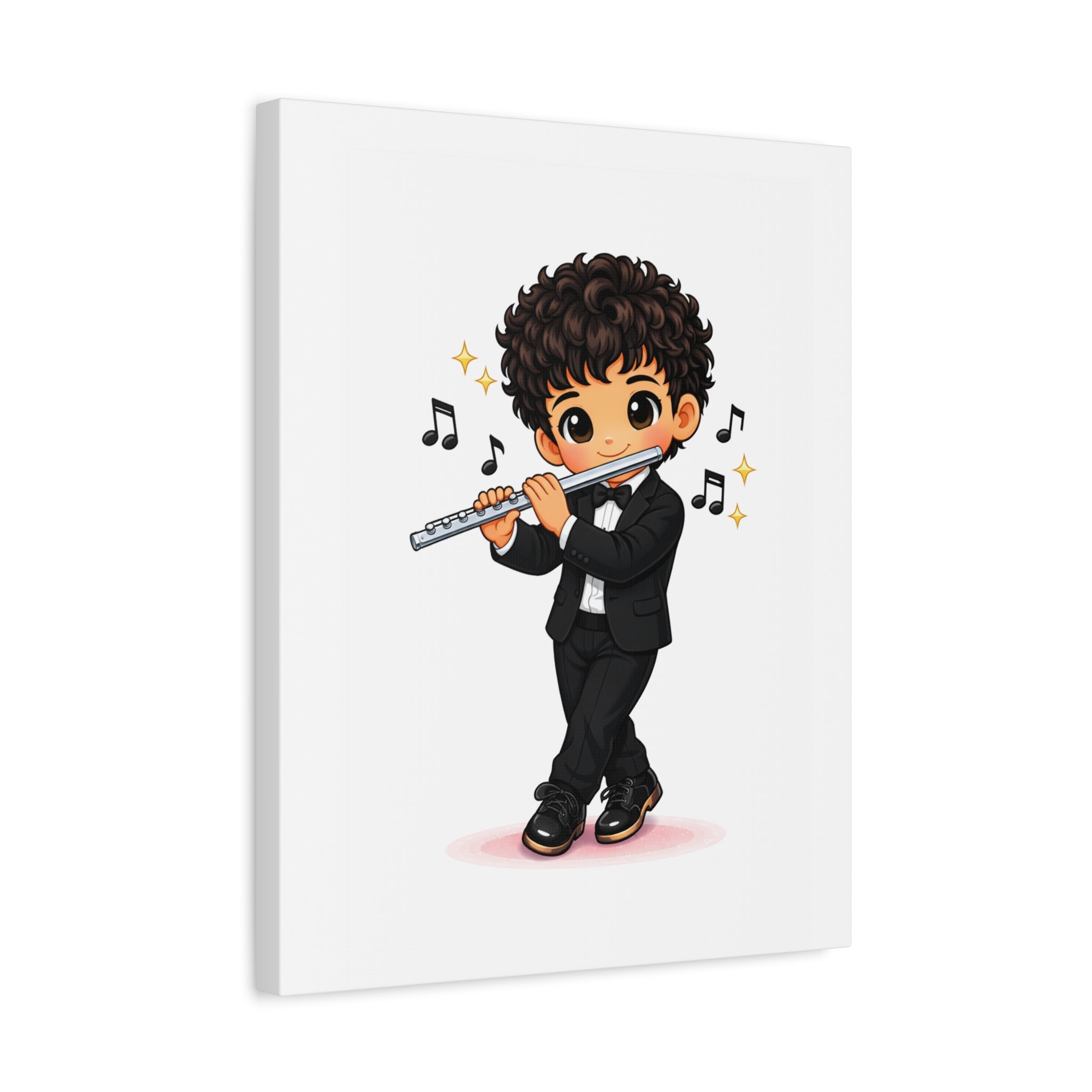 Cute Flutist Boy Matte Canvas Wall Art — Orchestra Musician Print