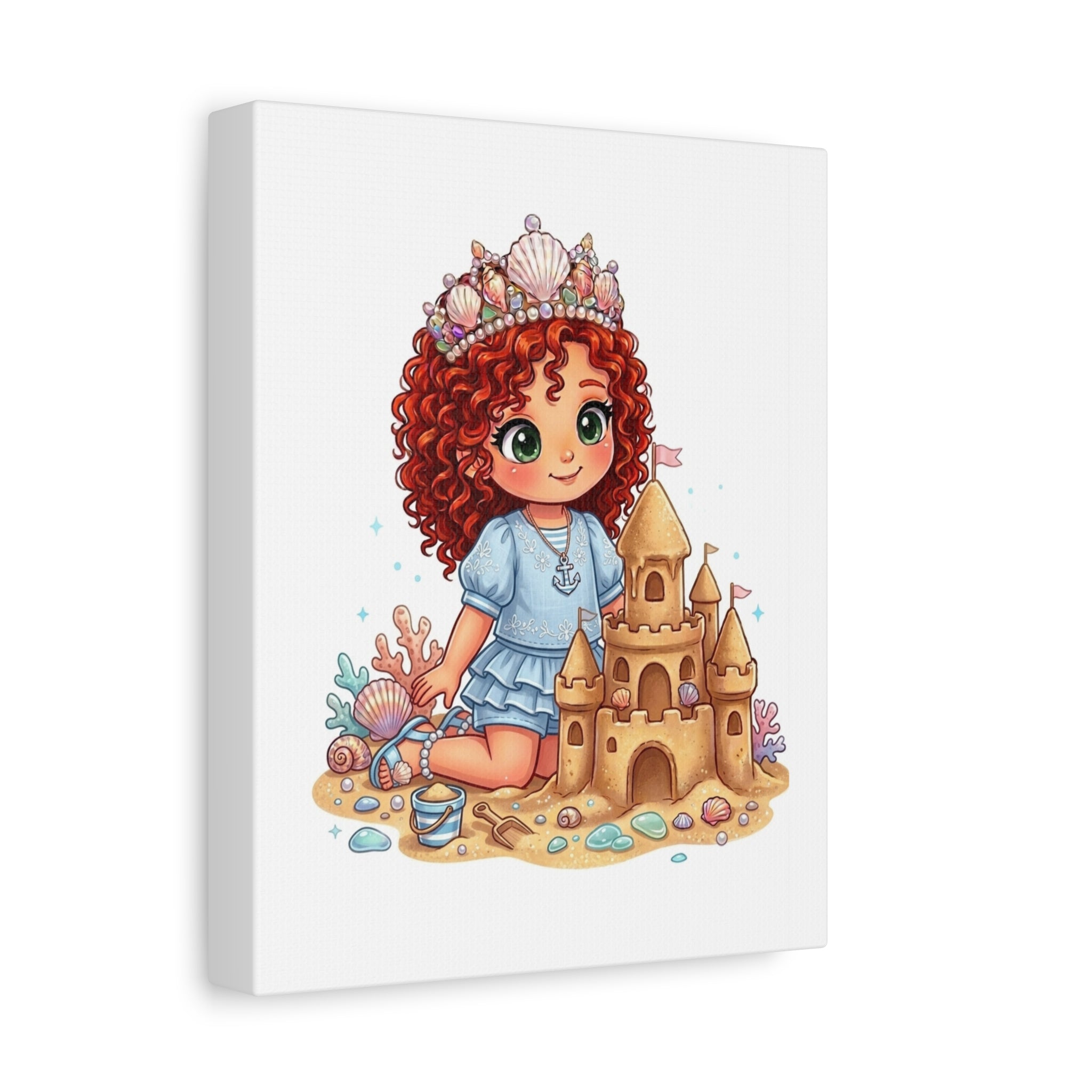 Kids' Canvas Wall Art — Mermaid Princess with Sandcastle