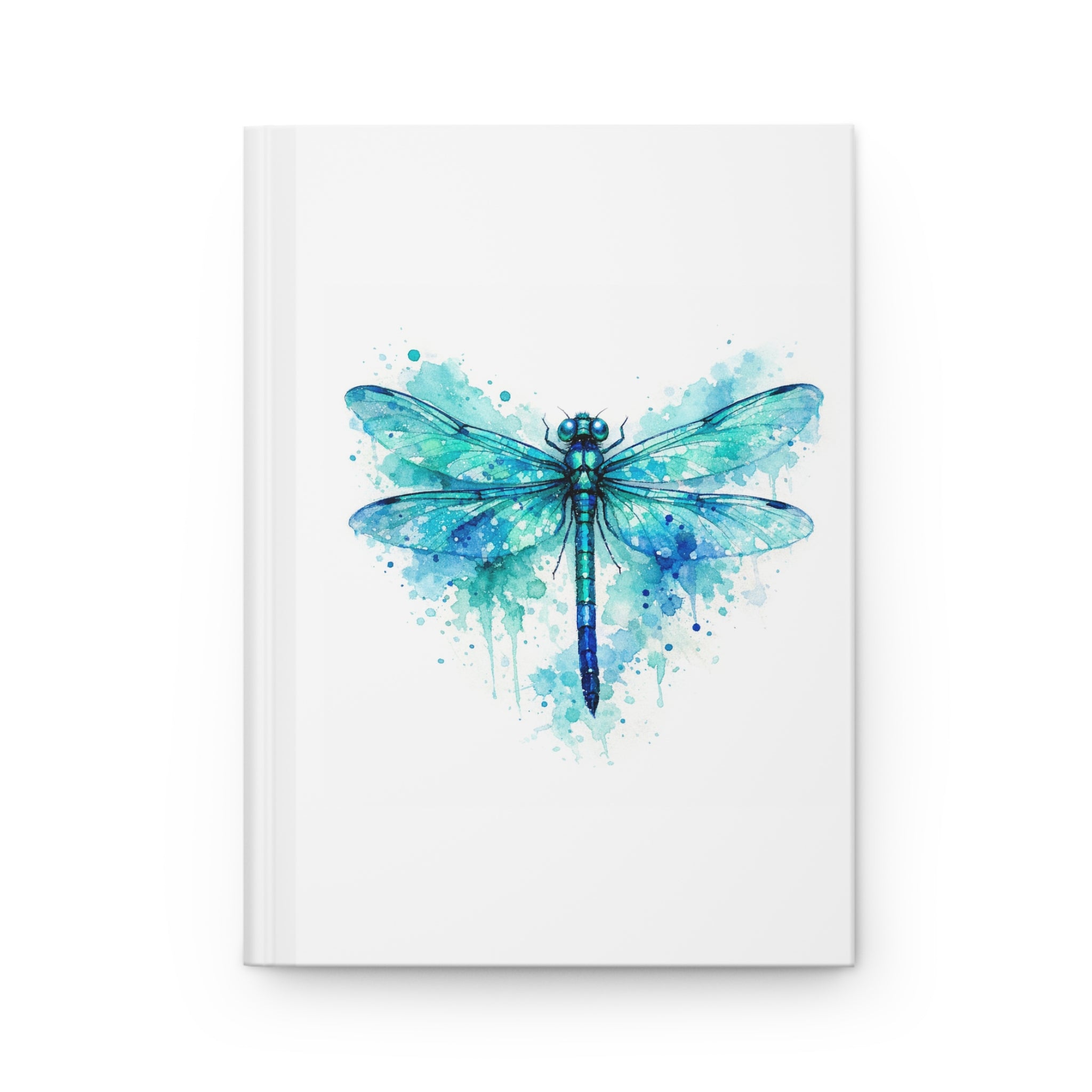 Blue Watercolor Dragonfly Hardcover Journal — Floral Nature Notebook for Writing & Sketching