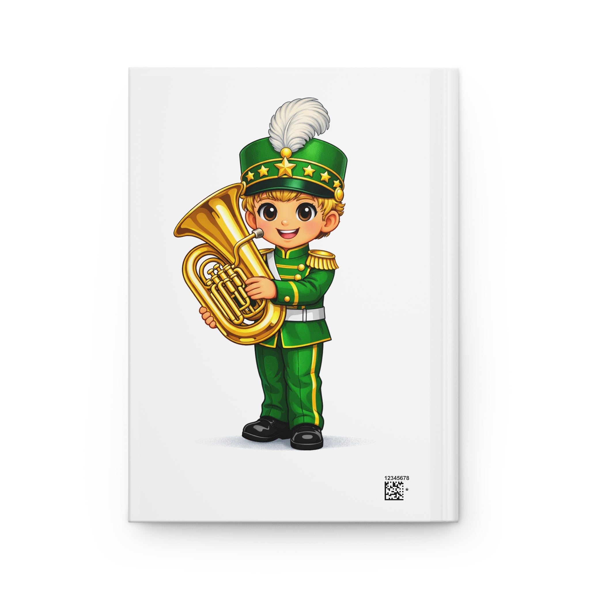 Marching Band Tuba Journal — Cute Green Band Member Hardcover Notebook