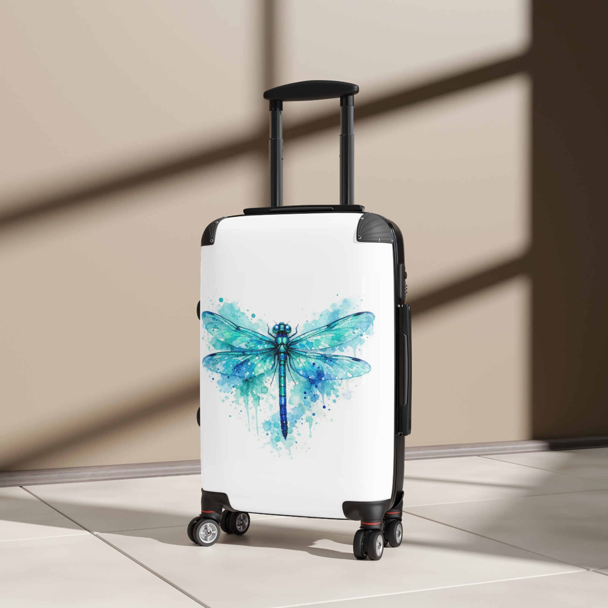 Suitcase — Blue Watercolor Dragonfly Carry-On Luggage