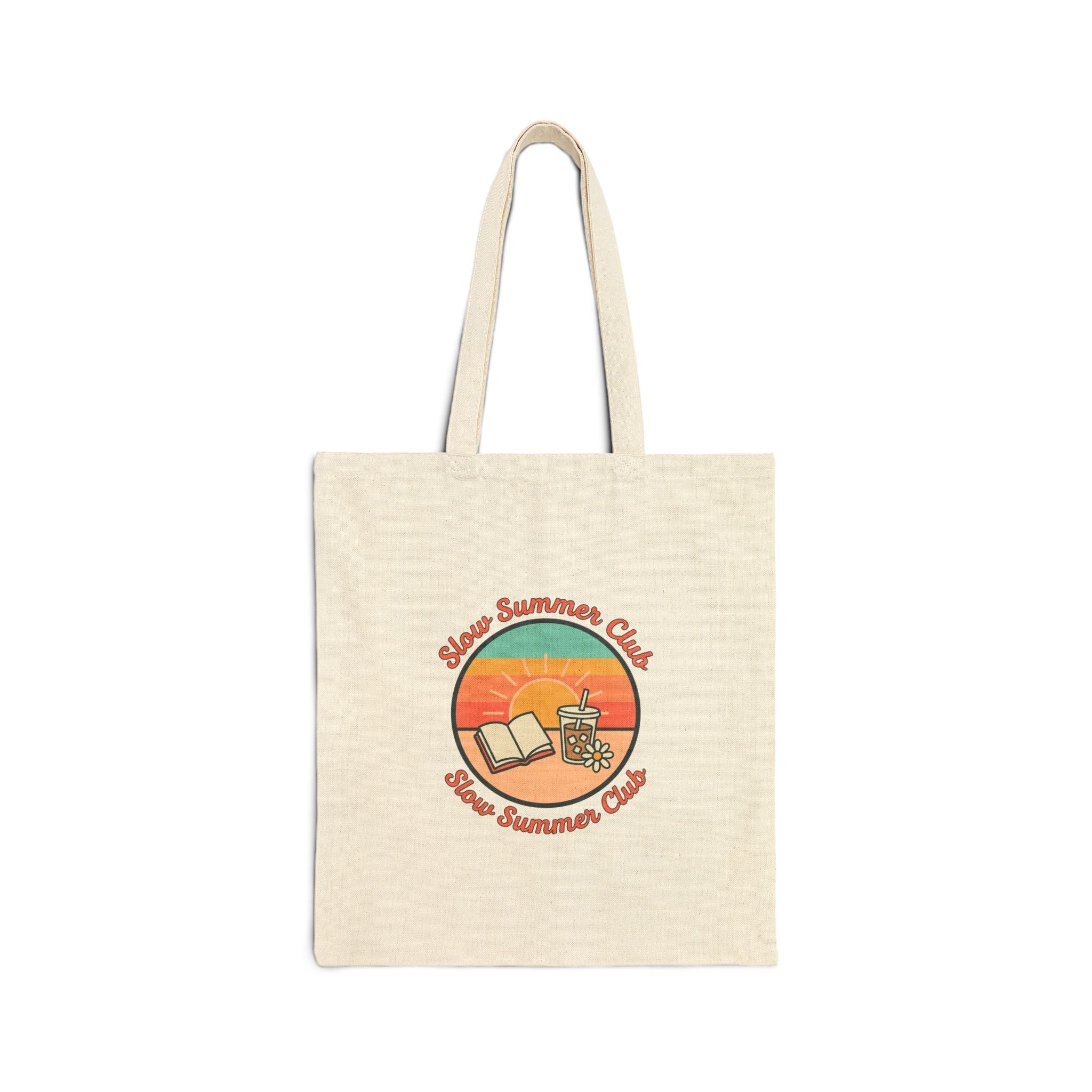 Sunny Summer Club Tote, summer aesthetic coastal vibes, retro pastel hand-drawn