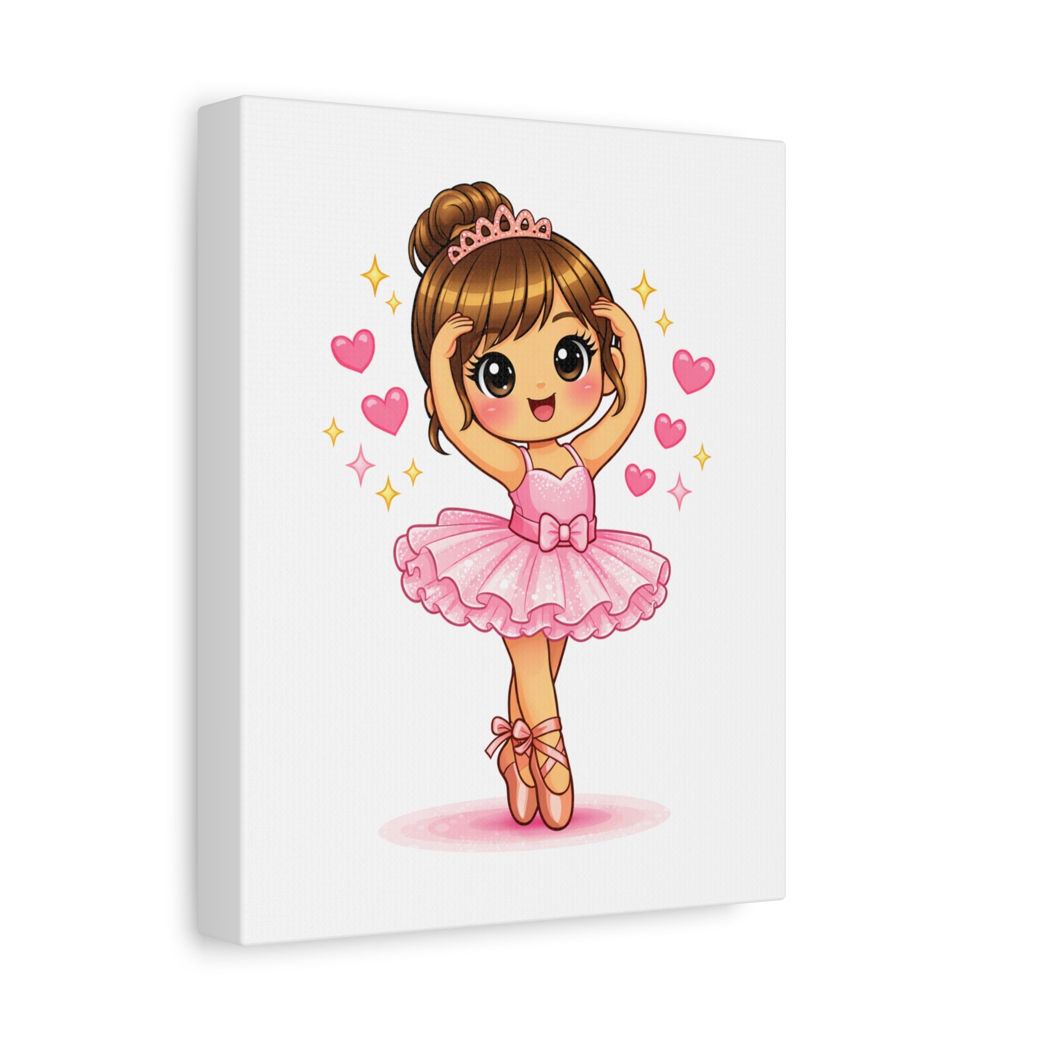 Cute Pink Ballerina Canvas Wall Art — Adorable Little Dancer Print for Girls’ Room