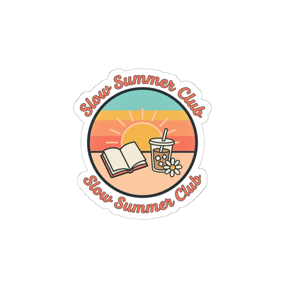 Slow Summer Club Sticker | summer aesthetic, pastel coastal vibes