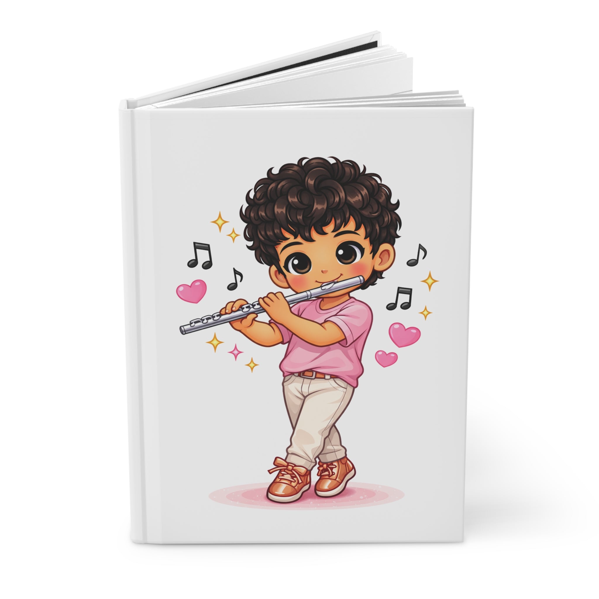 Flute Player Cute Kawaii Hardcover Journal