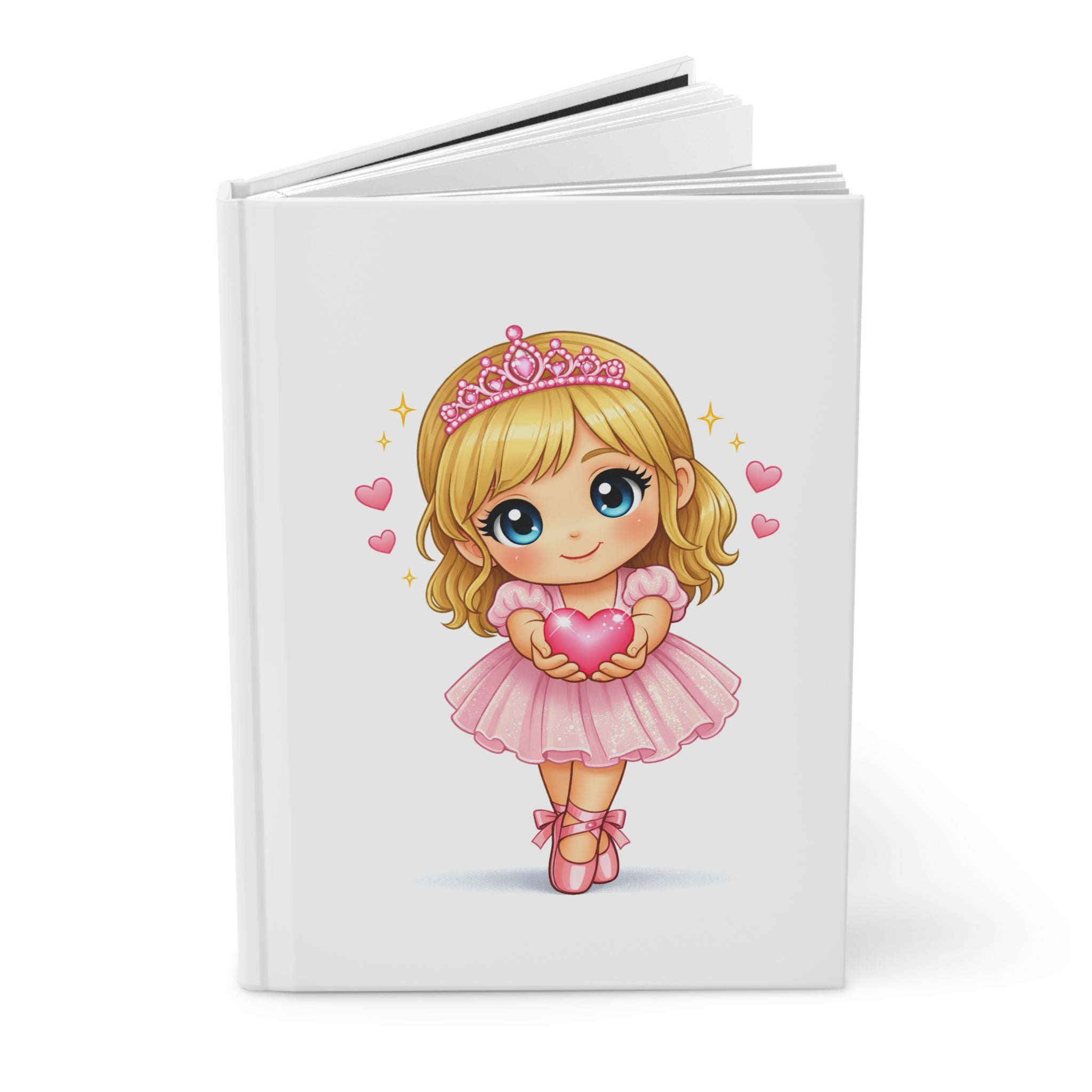 Princess Ballerina Hardcover Journal — Cute Pink Tiara Girl Notebook for Kids