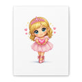 Cute Ballerina Princess Canvas Art - Pink Heart Dance Wall Decor
