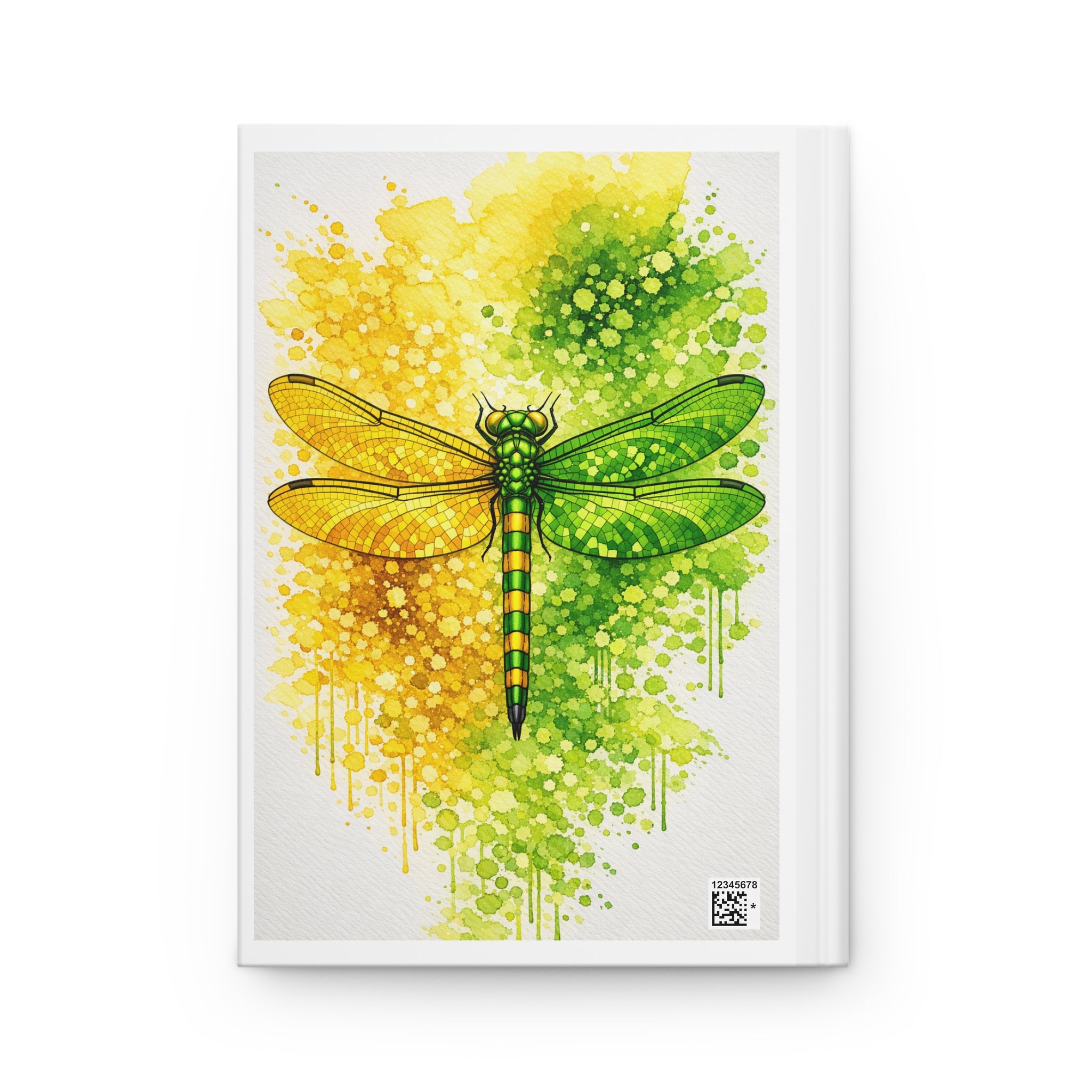 Dragonfly Watercolor Hardcover Journal — Green & Yellow Nature Notebook