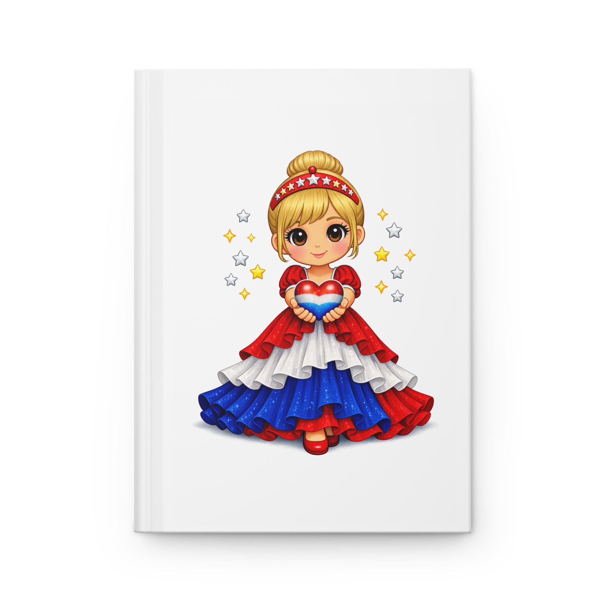Patriotic Girl Hardcover Journal — Red White Blue USA Stars Notebook