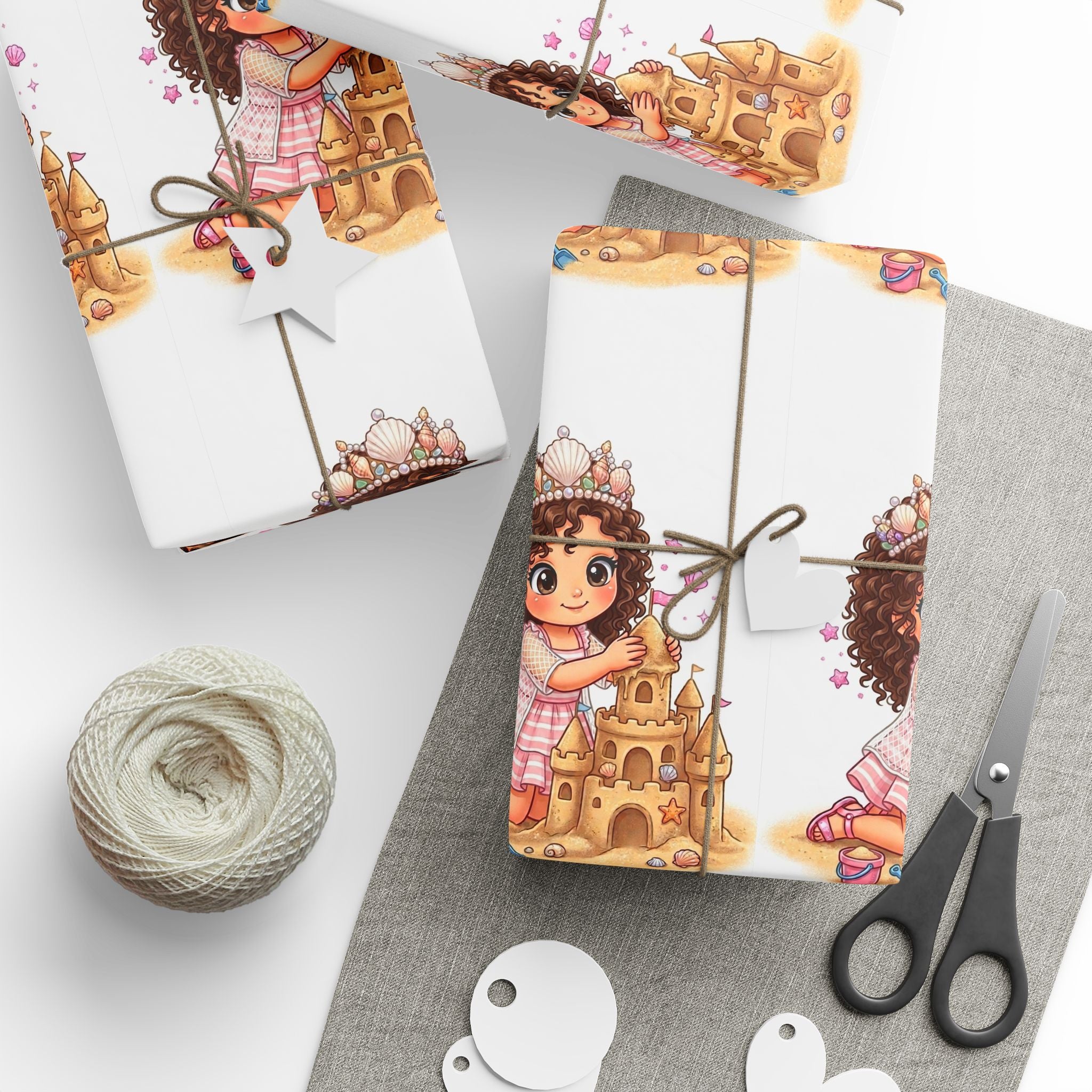 Wrapping Paper — Cute Girl with Flowers Pattern, Floral Gift Wrap for Birthdays & Baby Showers