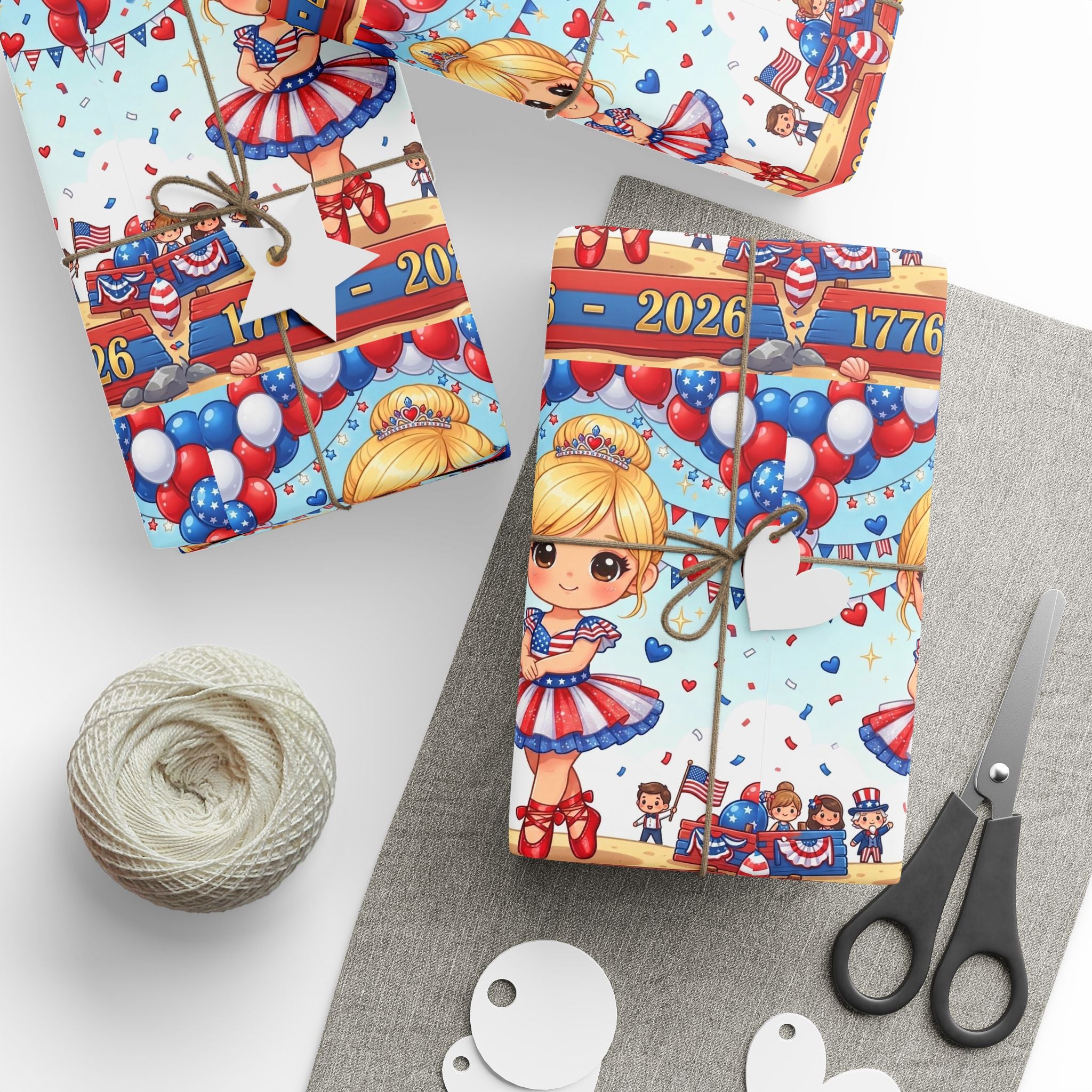 Patriotic Girl Pattern Wrapping Paper - 4th of July Gift Wrap
