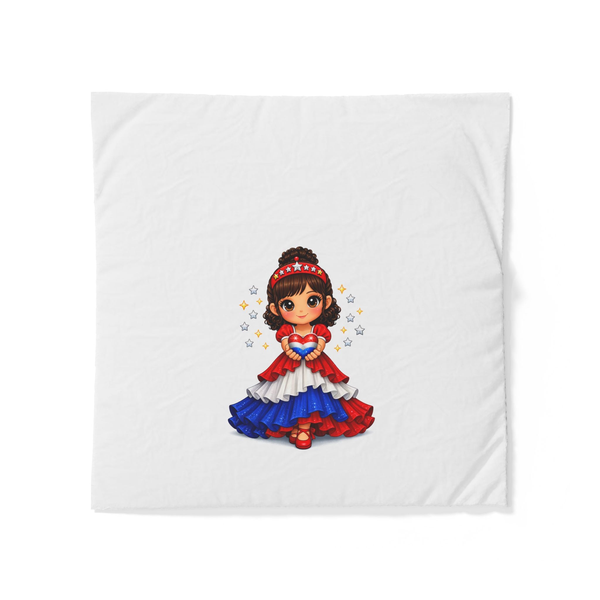 Girl in Red White & Blue Dress Duvet Cover — Patriotic Kids Bedding
