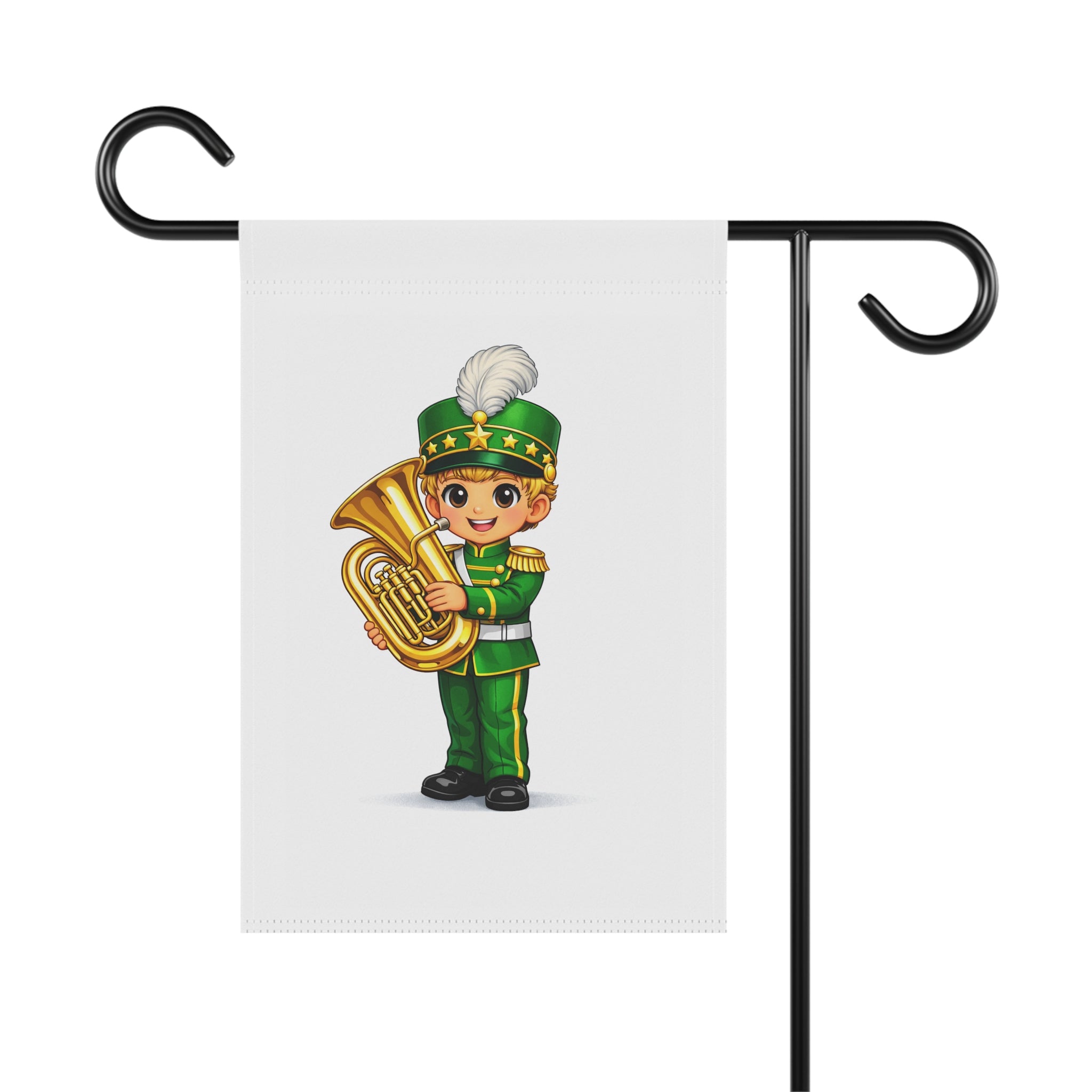Marching Band Tuba Boy Garden Flag - Cute Musician Yard Banner