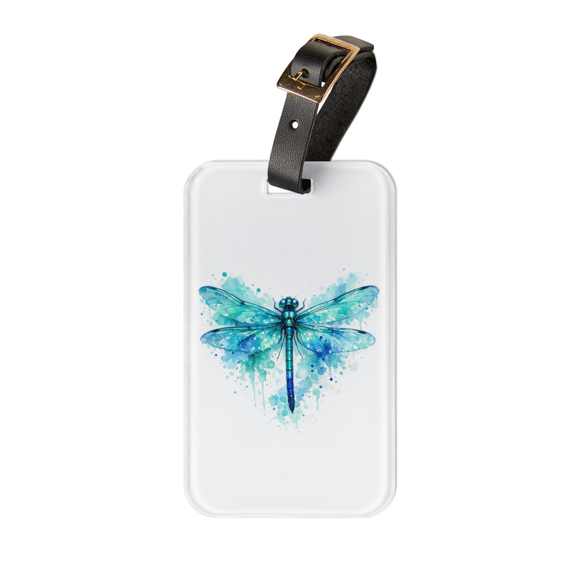 Dragonfly Watercolor Luggage Tag – Blue Travel ID Tag